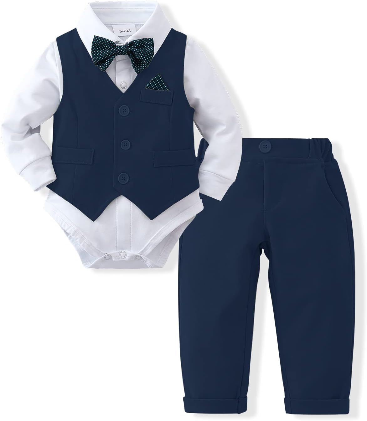 DISAUR Baby Boy Clothes Toddler Boy Outfits 4PCS Gentleman Dress Romper/Vest/Pan...