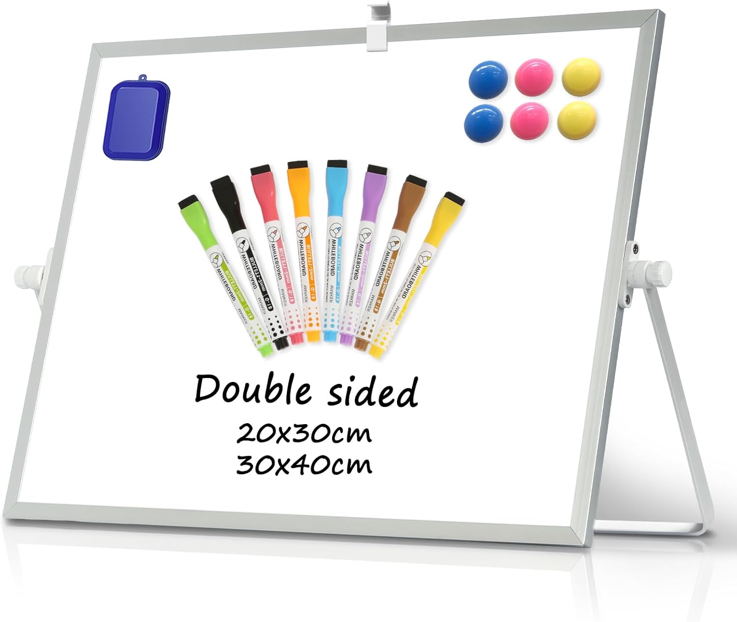 DOLLAR BOSS Magnetic Desktop Whiteboard 30x40cm Double Sided Dry Erase Small Whi...