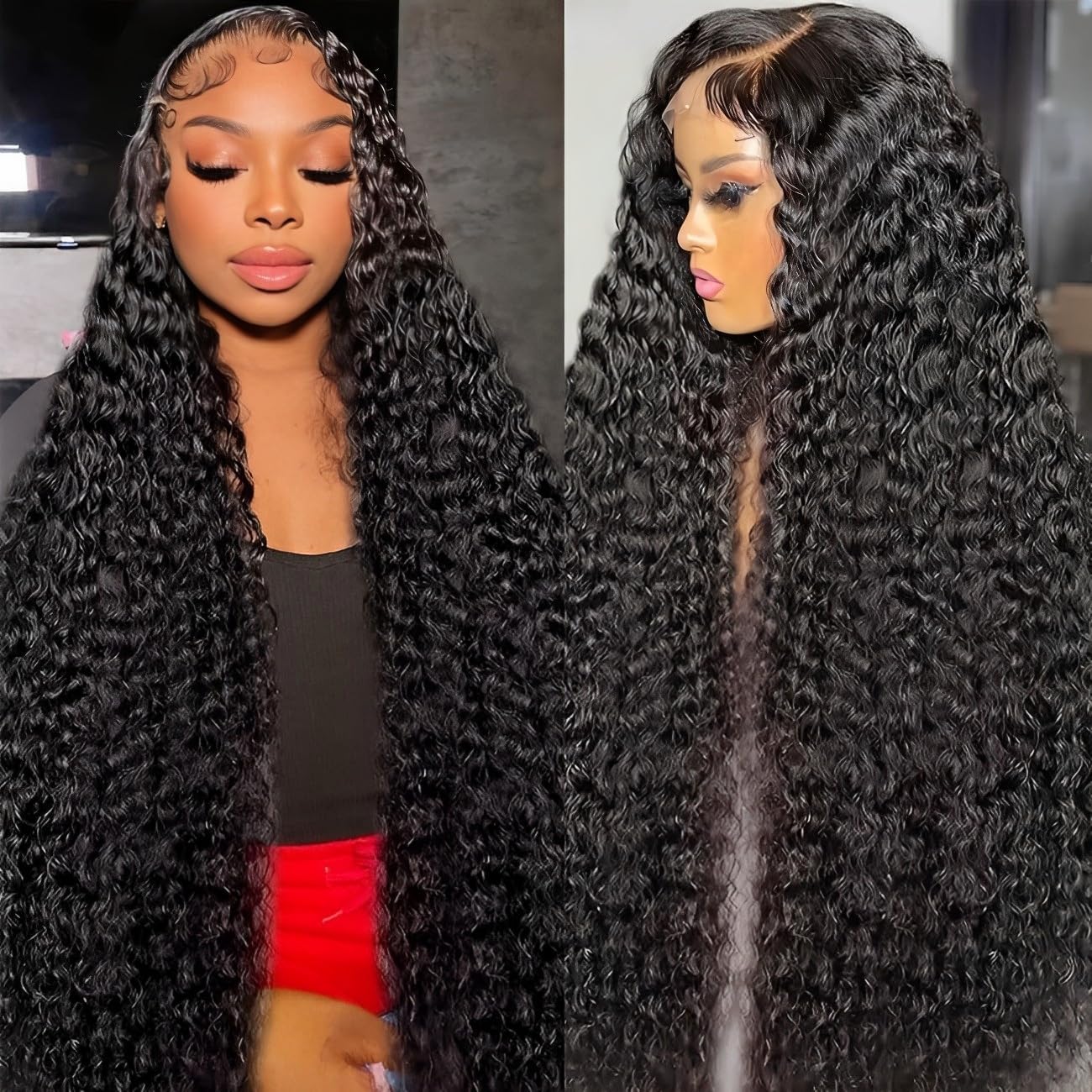 BVLBVL 28 Inch 13x6 Curly Human Hair Wig 200 Densi...