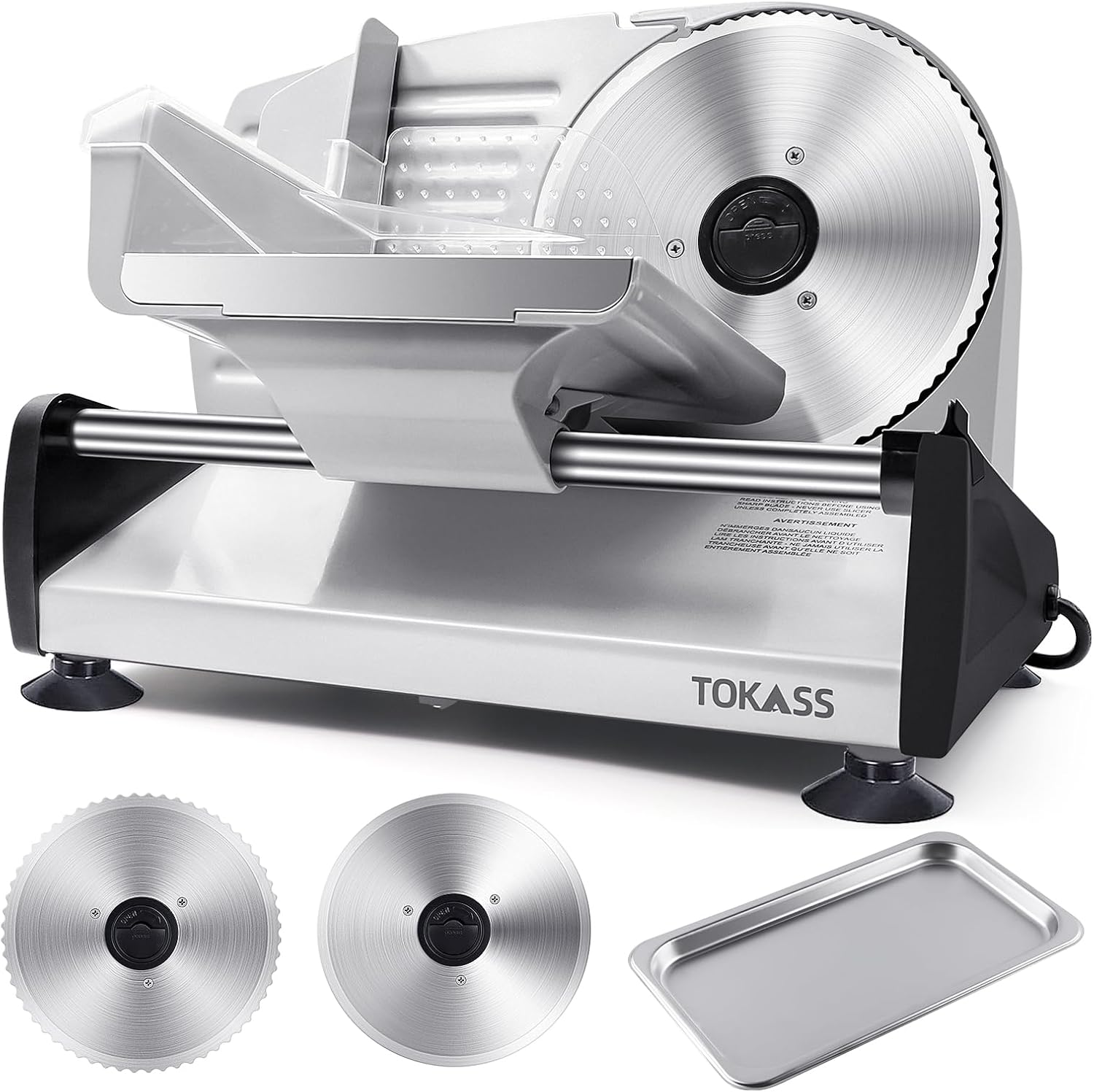 Meat Slicer, 200W Electric Slicer For Home Use with 2pcs 7.5'' Stainless Steel B...