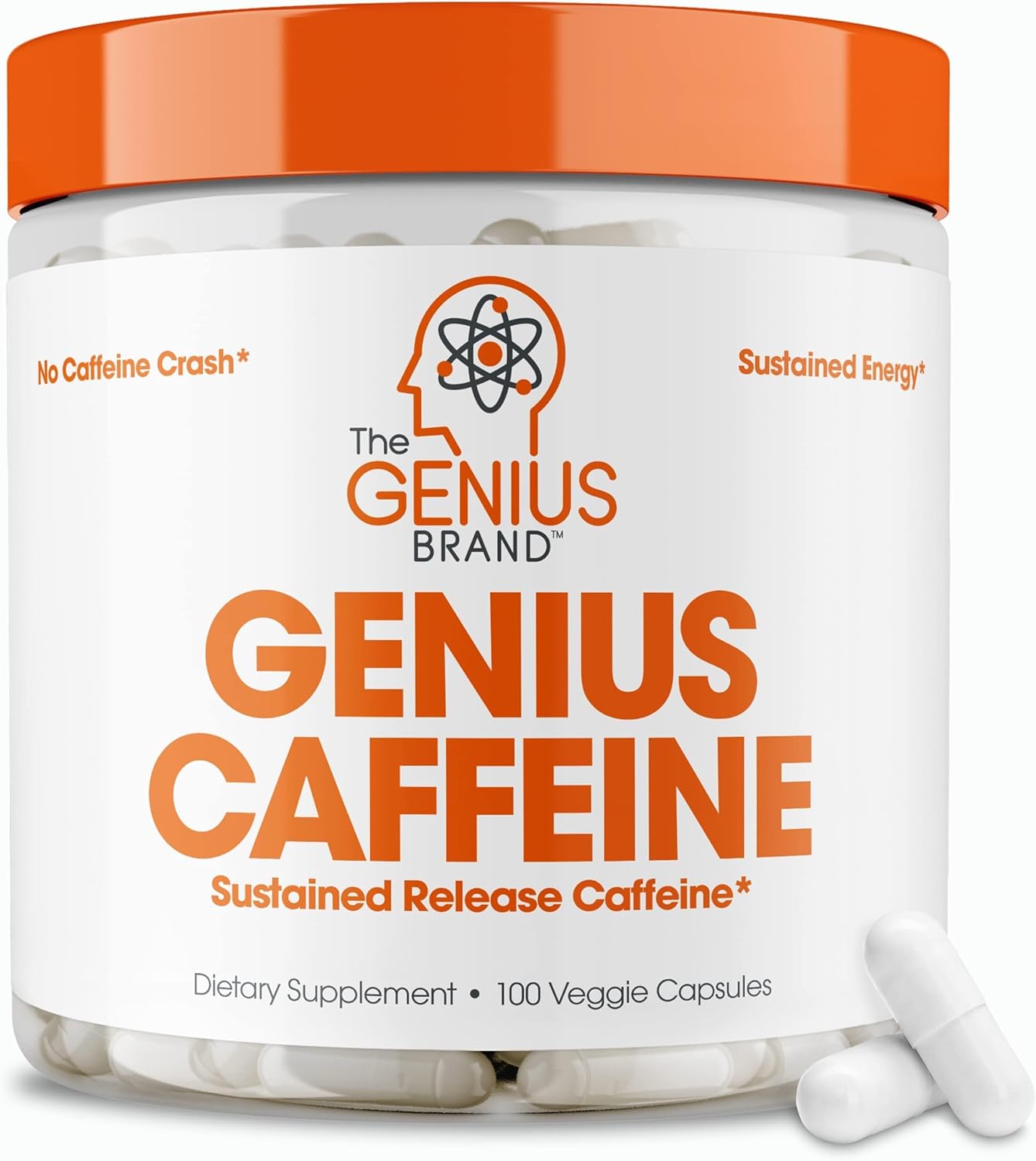 Genius Caffeine Pills 100mg, Extended-Release Microencapsulated Caffeine Pills -...