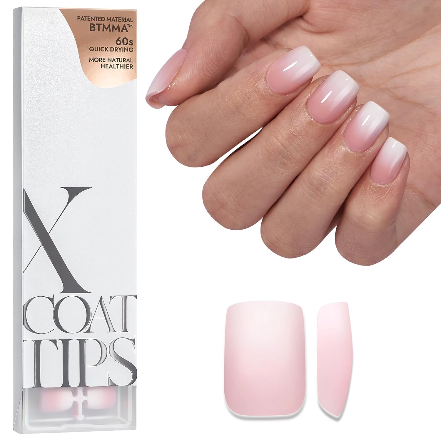 btartboxnails XCOATTIPS Ombre Nails, Special Square Press on Nails, Innovative G...