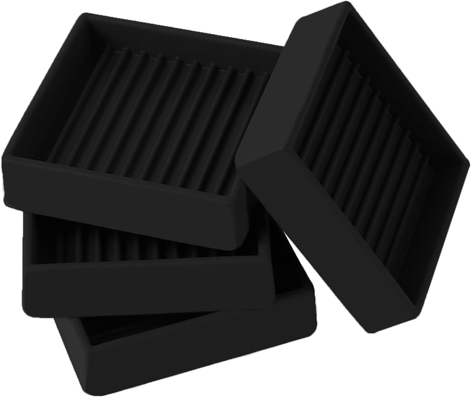 2x2 Square Rubber Furniture Caster Cups, Anti-Sliding Furniture Pads Bed Stopper...