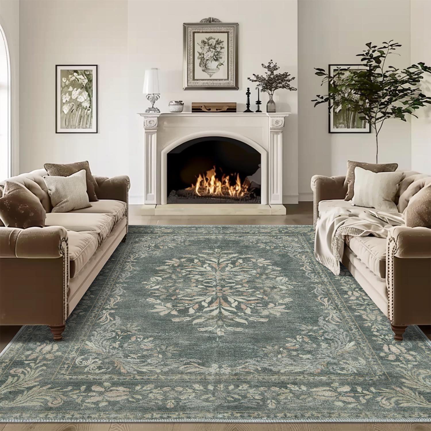 **Best Jinchan Floral Area Rug, Special 6x9 Washable Soft Throw Rug, Innovative...