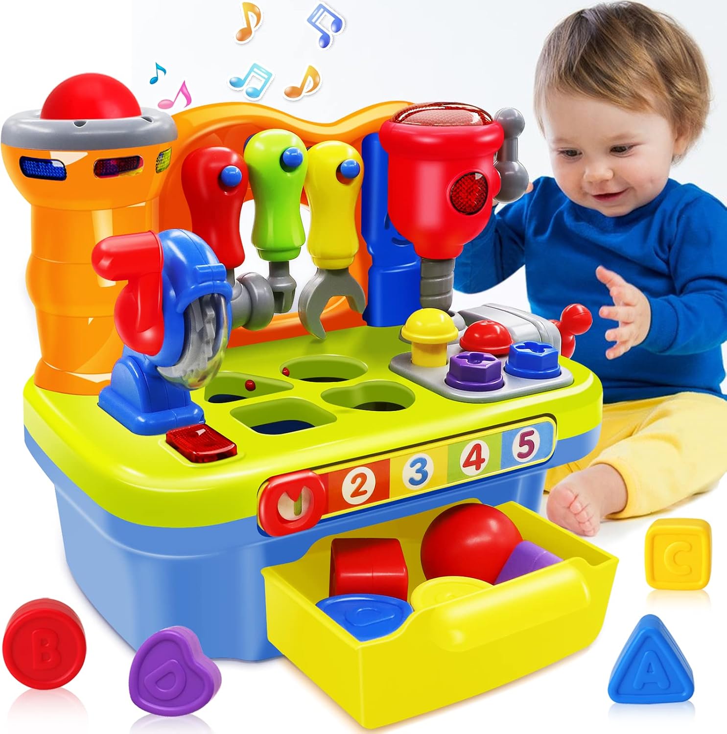 Baby Toys for 1 Year Old Boy Girl Musical Learning Workbench for 1 2 Year Old Bo...