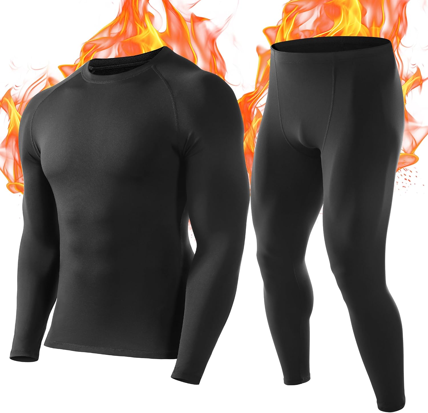 Roadbox Thermal Underwear for Men: Fleece Lined Long Johns Base Layer Cold Weath...