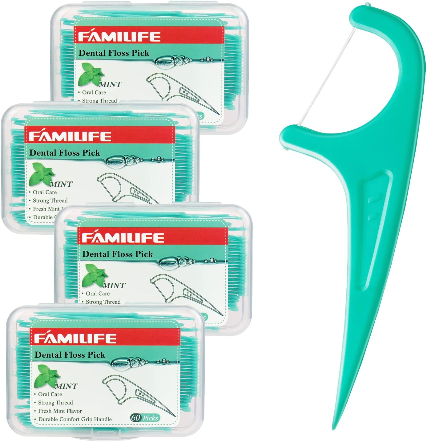 FAMILIFE Floss Picks, 240 Count Mint Dental Floss Picks, Tooth Picks Flossers wi...