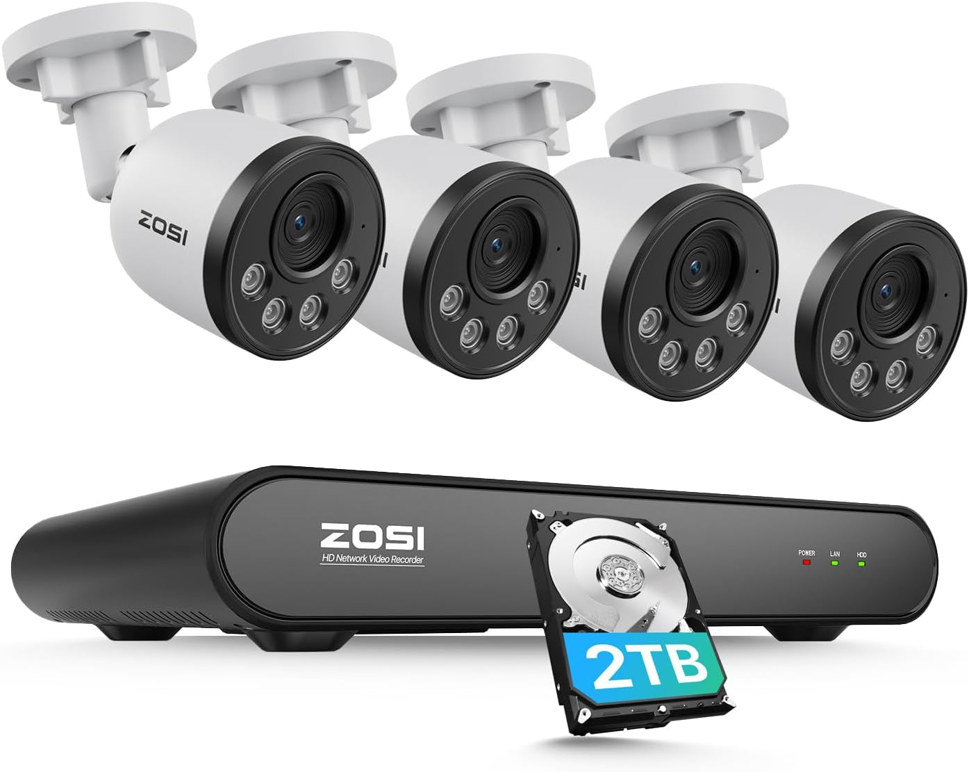 ZOSI 8CH 5MP Security Camera System with Audio, Night Vision, Smart Human Detect...