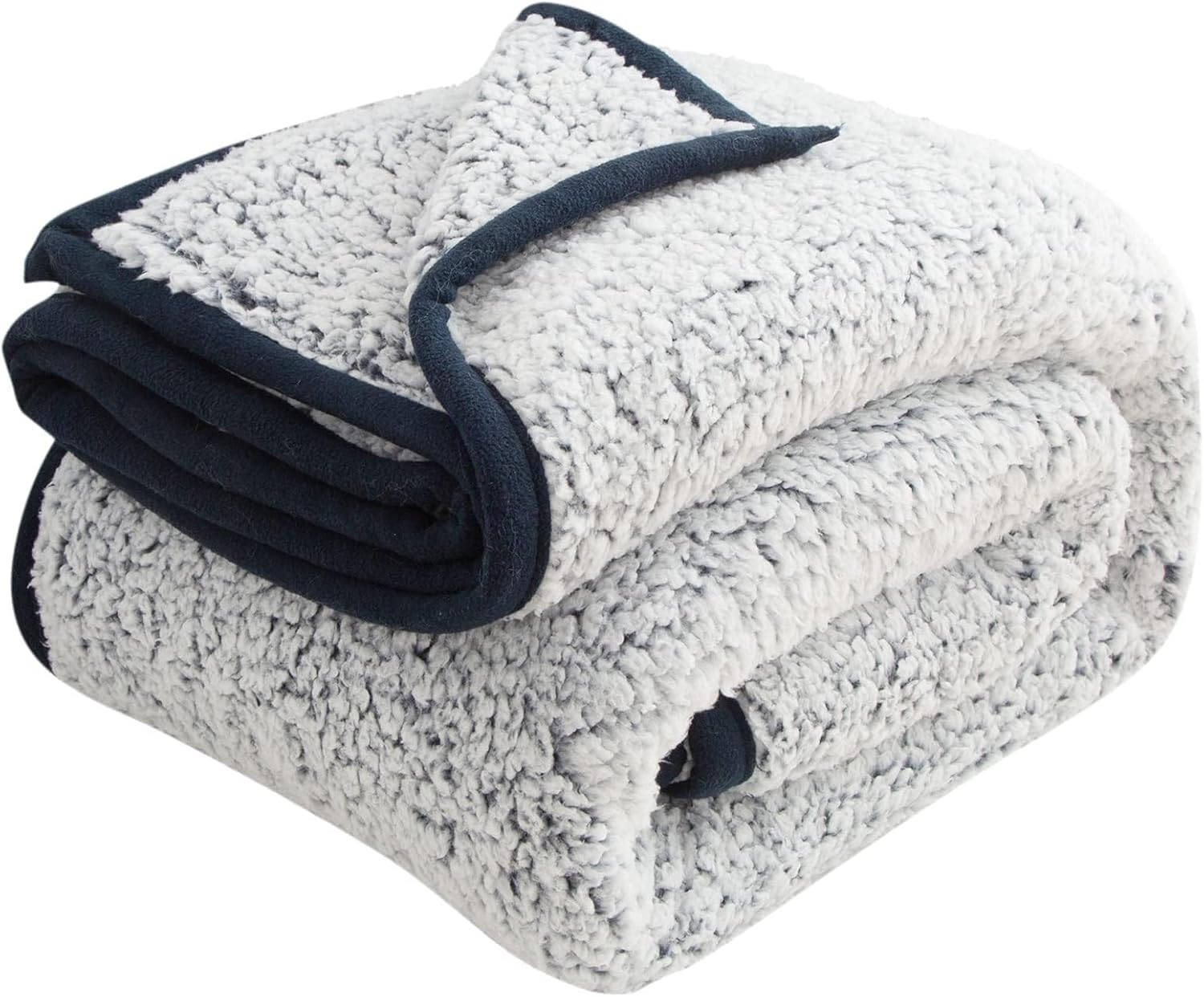 EMME Throw Blanket Twin Size 60"x80" Sherpa Large Fleece Warm Blanket 2 Tones Om...