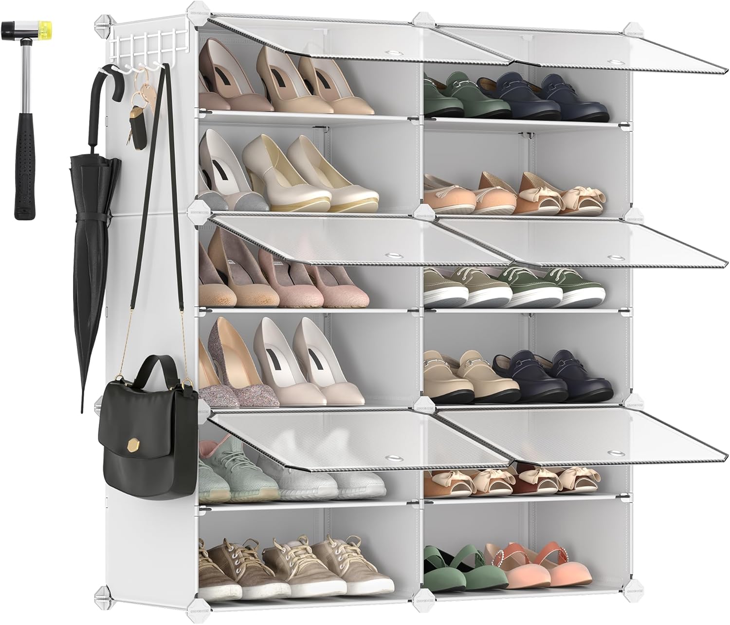 SONGMICS Shoe Organizer, Special Shoe Rack with 6 Cubes and Doors, Innovative Sh...