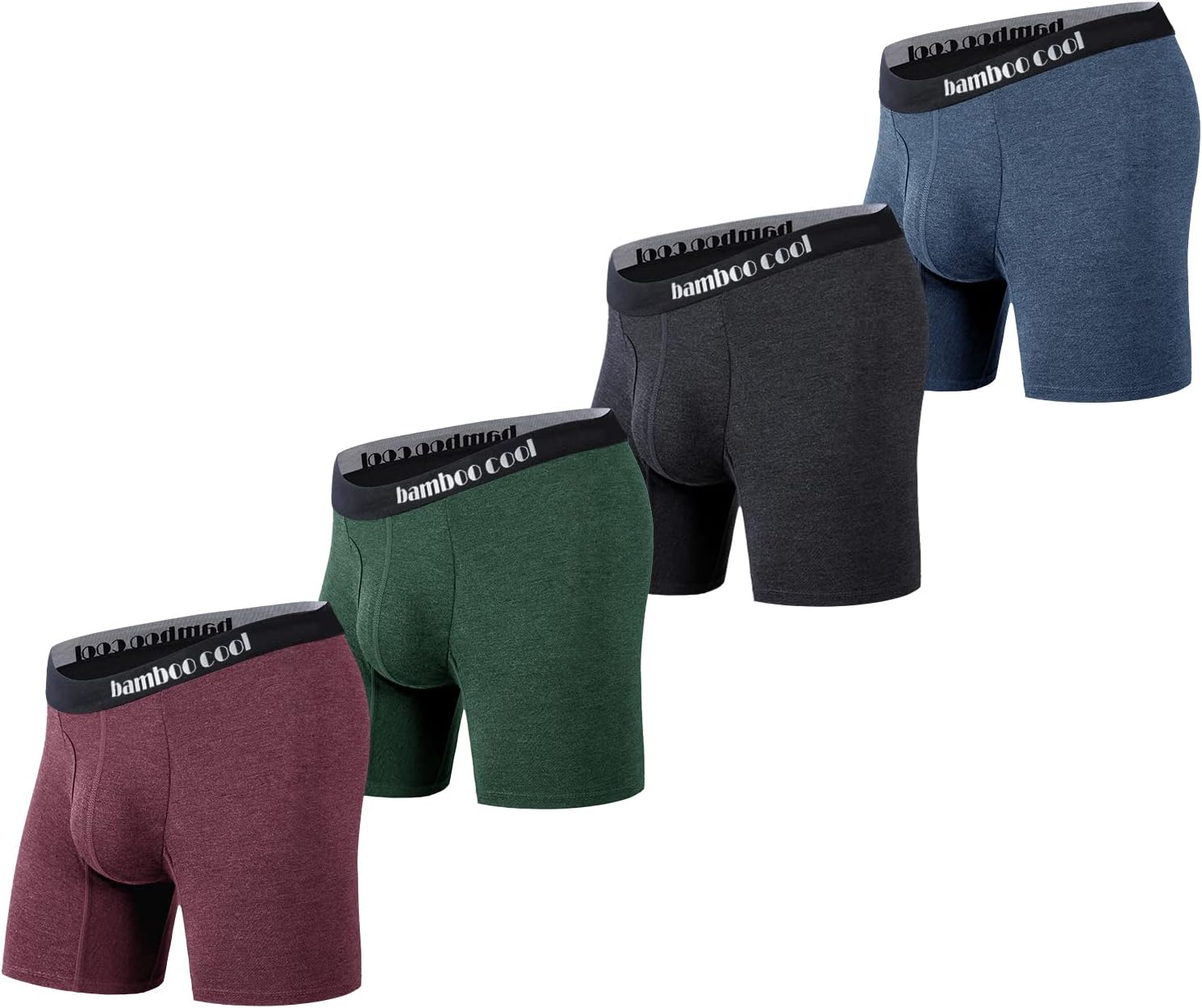 BAMBOO COOL Men’s Underwear Boxer Briefs with Fly Soft Comfortable Breathable Un...