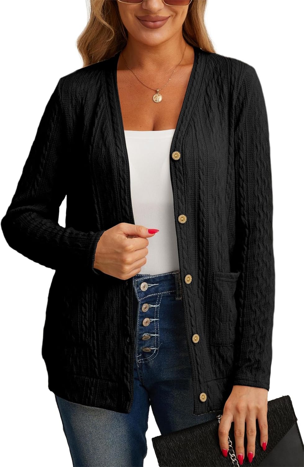 GRECERELLE Women's Lightweight Cardigan Sweater Casual Long Sleeve Knit Cardigan...