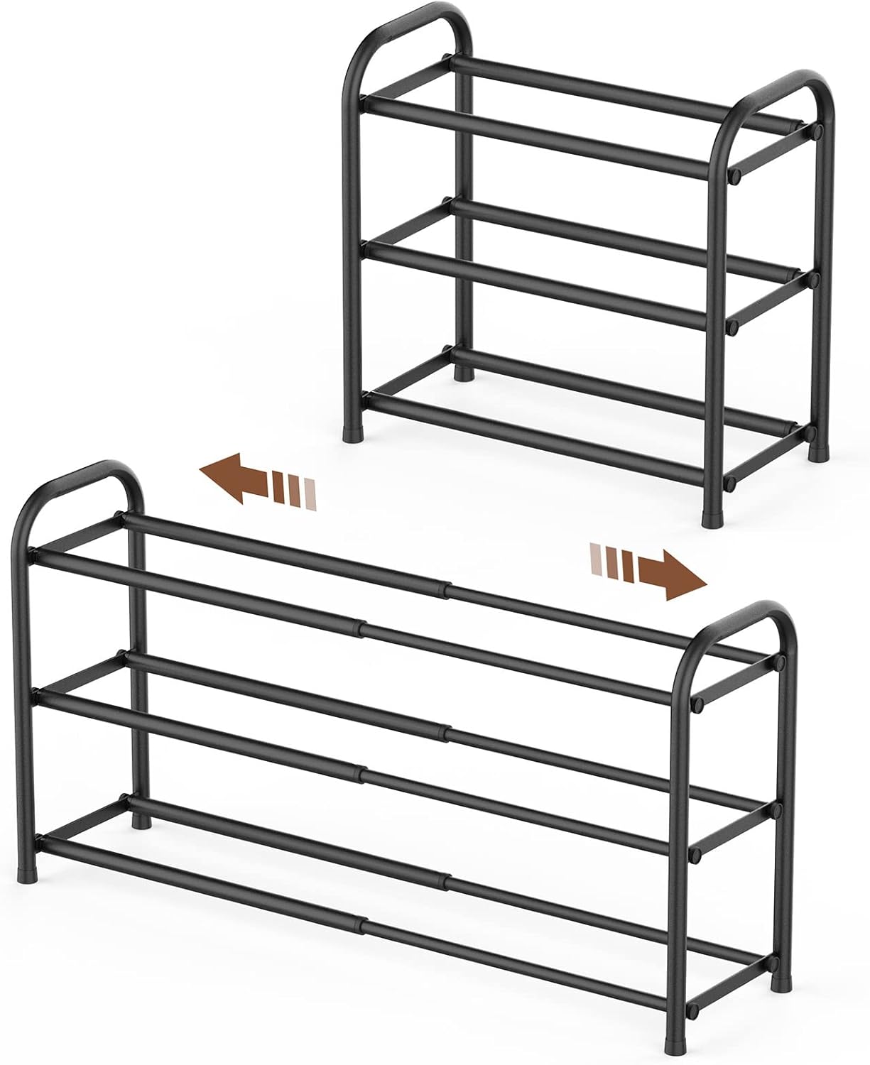 Gonfoam 3-Tier Expandable Shoe Rack,Adjustable Shoe Shelf Storage Organizer Heav...
