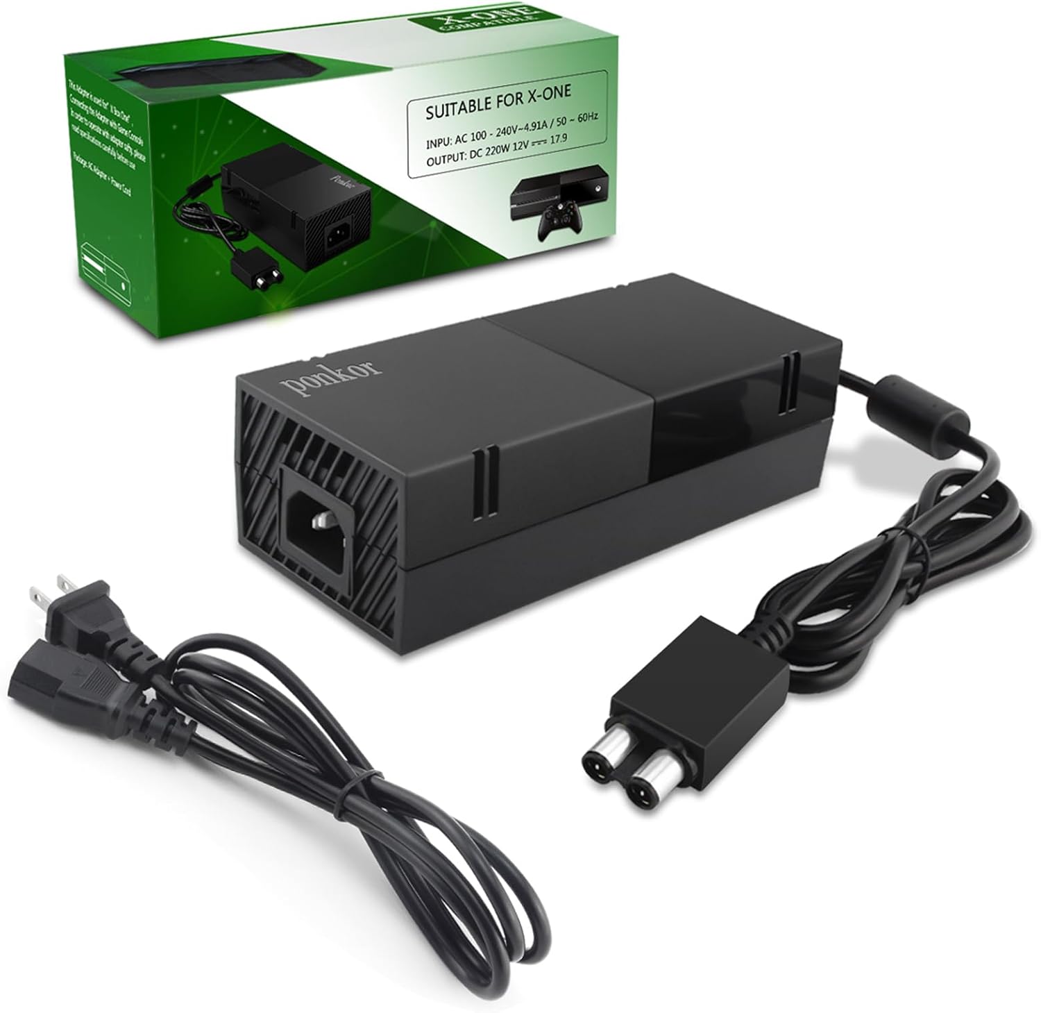 Ponkor Power Supply for Xbox One, AC Cord Replacement Power Brick Adapter 100-24...