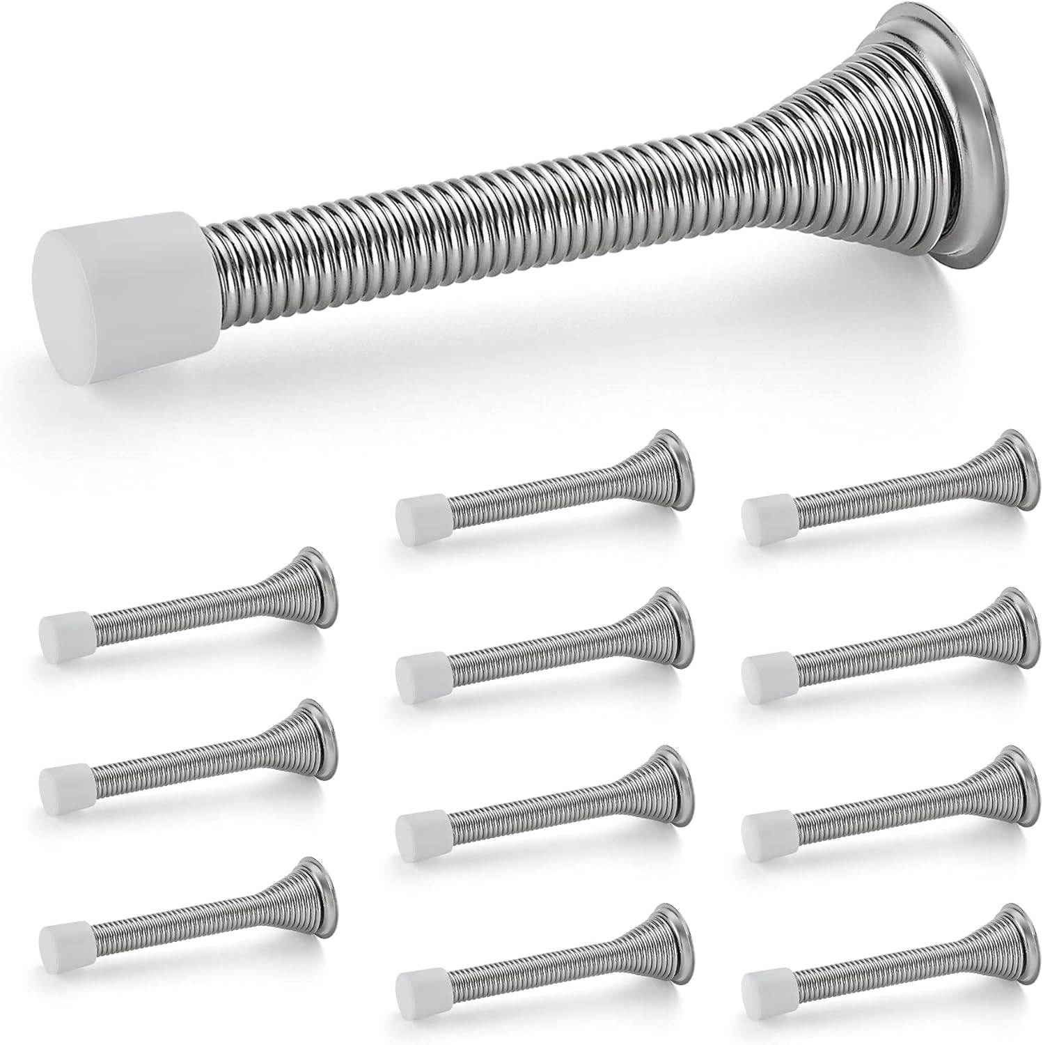 Ravinte Door Stoppers, 12 Pack Spring Door Stops with Rubber Bumper, Satin Nicke...