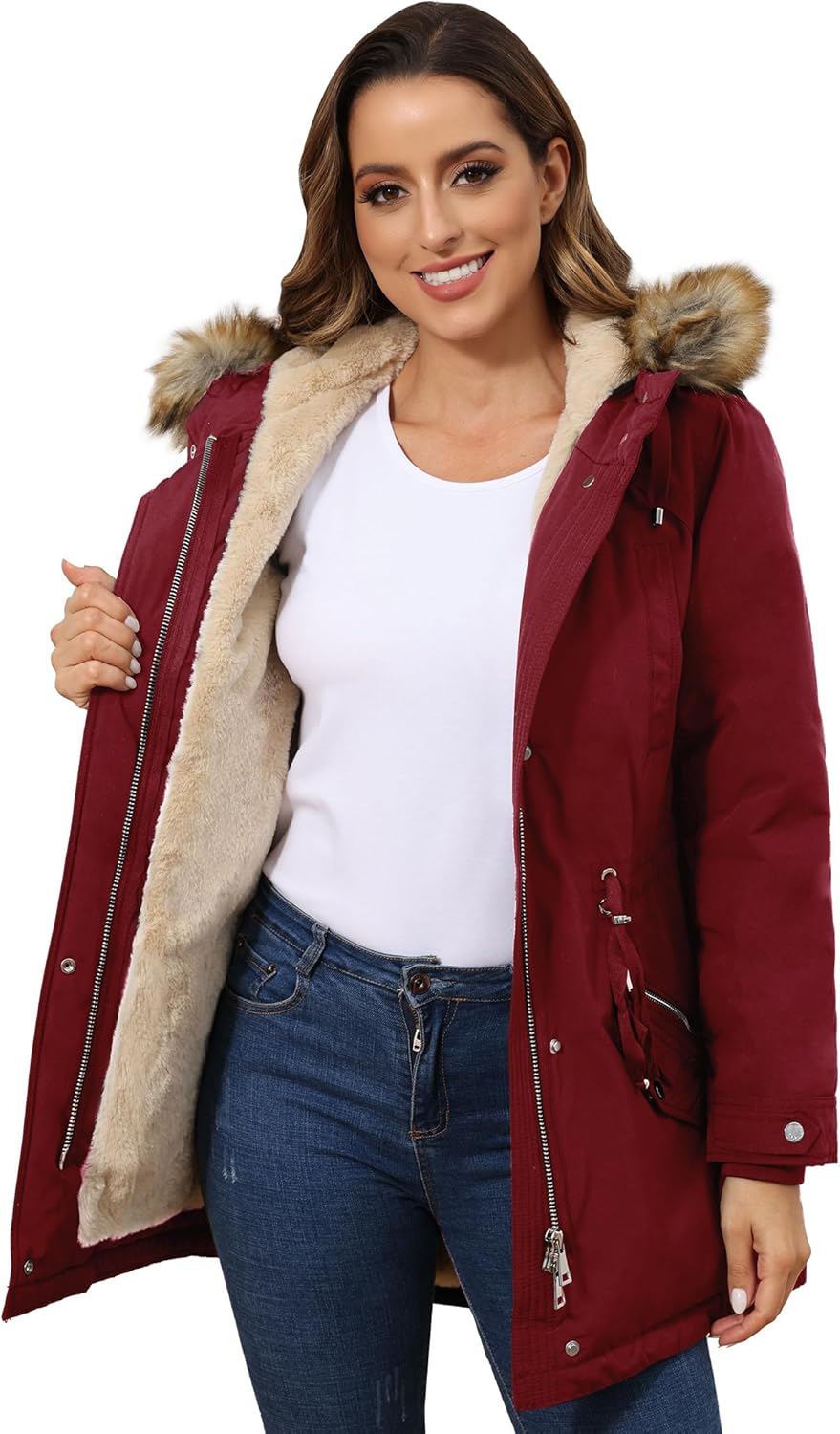 ROYAL MATRIX Women's Winter Coats Fleece Lined Parka Jacket Hooded Long Winter W...