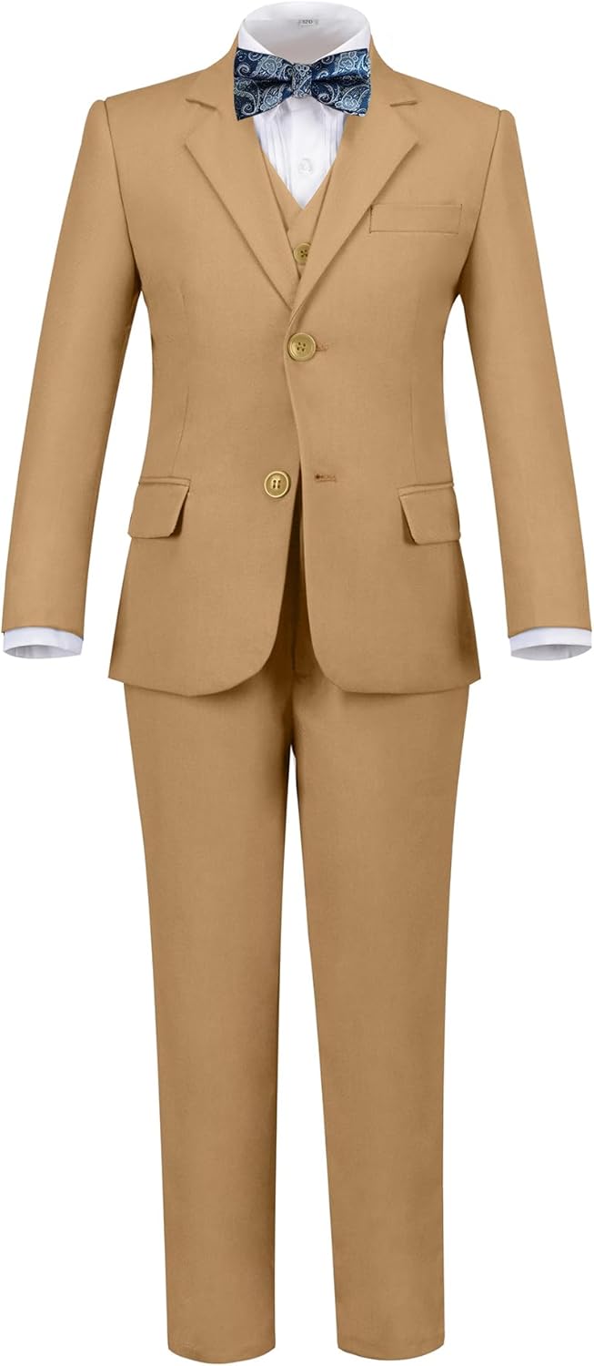Boys Suits 5 Pieces Slim Fit Blazer Pants Black Blue Outfit Suit for Wedding 5 K...