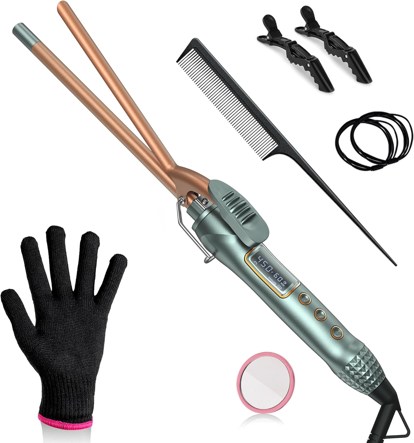 3/8 Inch Small Curling Iron, 9mm Tiny Curling Wand for Medium & Long Hair, Ceram...