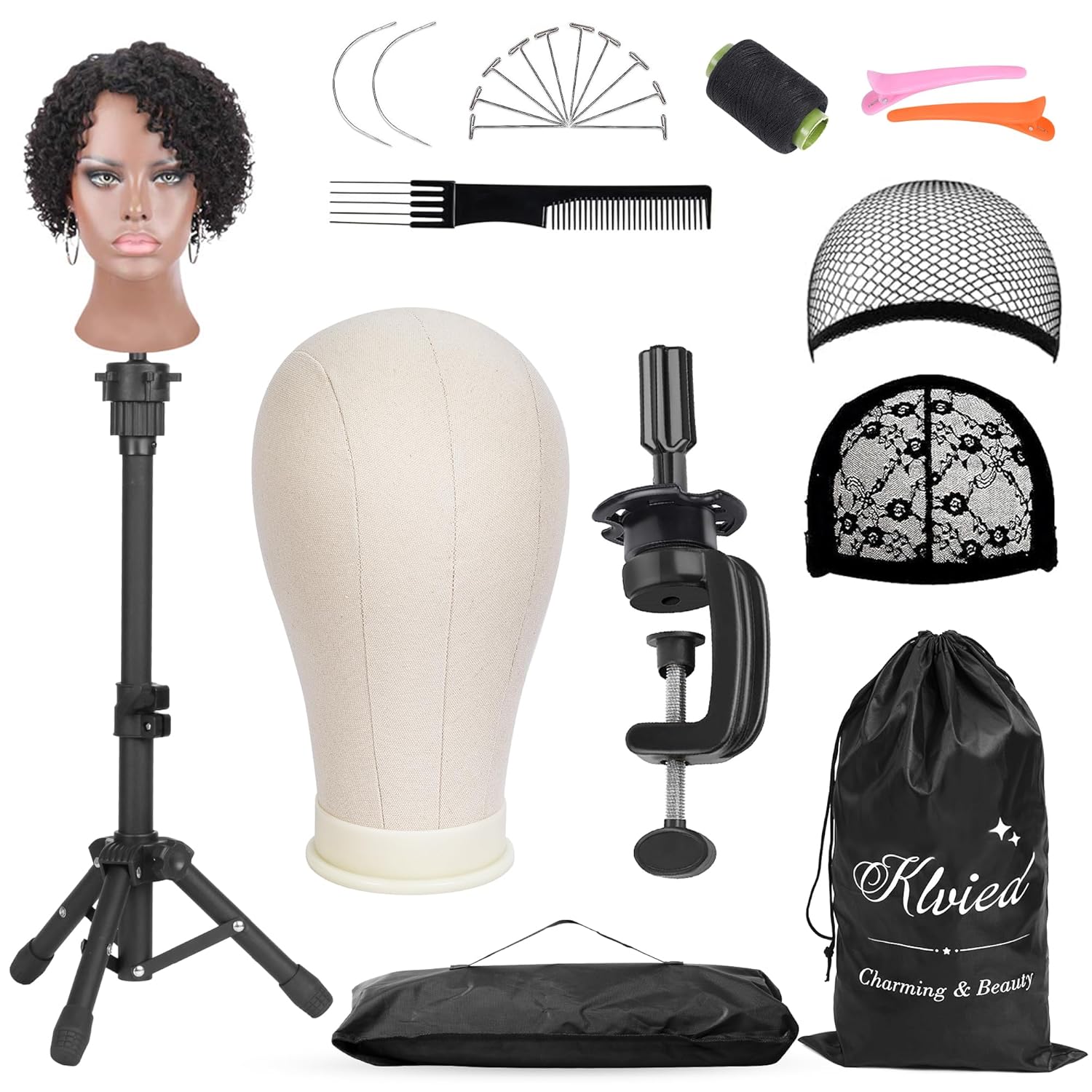 Klvied Wig Mannequin Stand, Special Wig Holder with Head for Desktop, Innovative...
