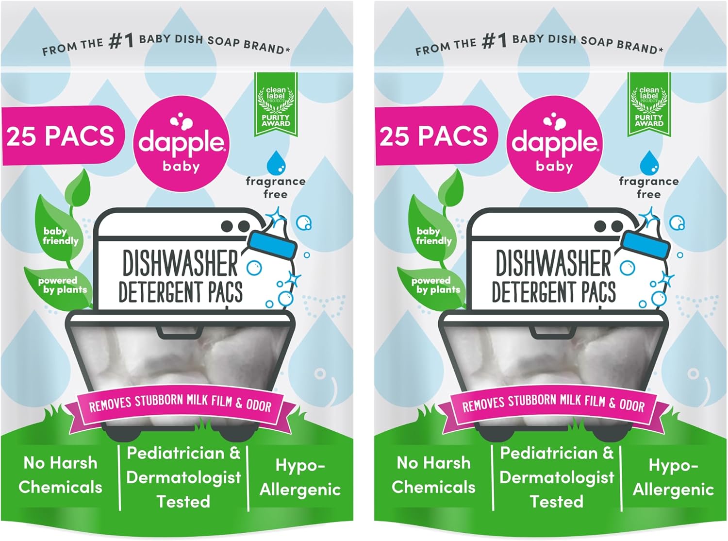 Dapple Baby Dishwasher Pacs, Special Plant-Based Dishwasher Detergent Pacs, Inno...