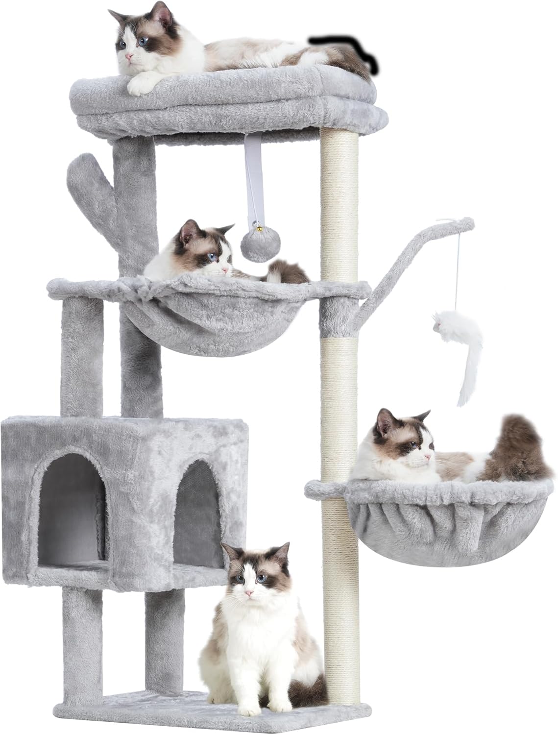 Heybly Cat Tree, 39.4 Inches Cactus Tower Condo with Scratching Post, Cat Tower...