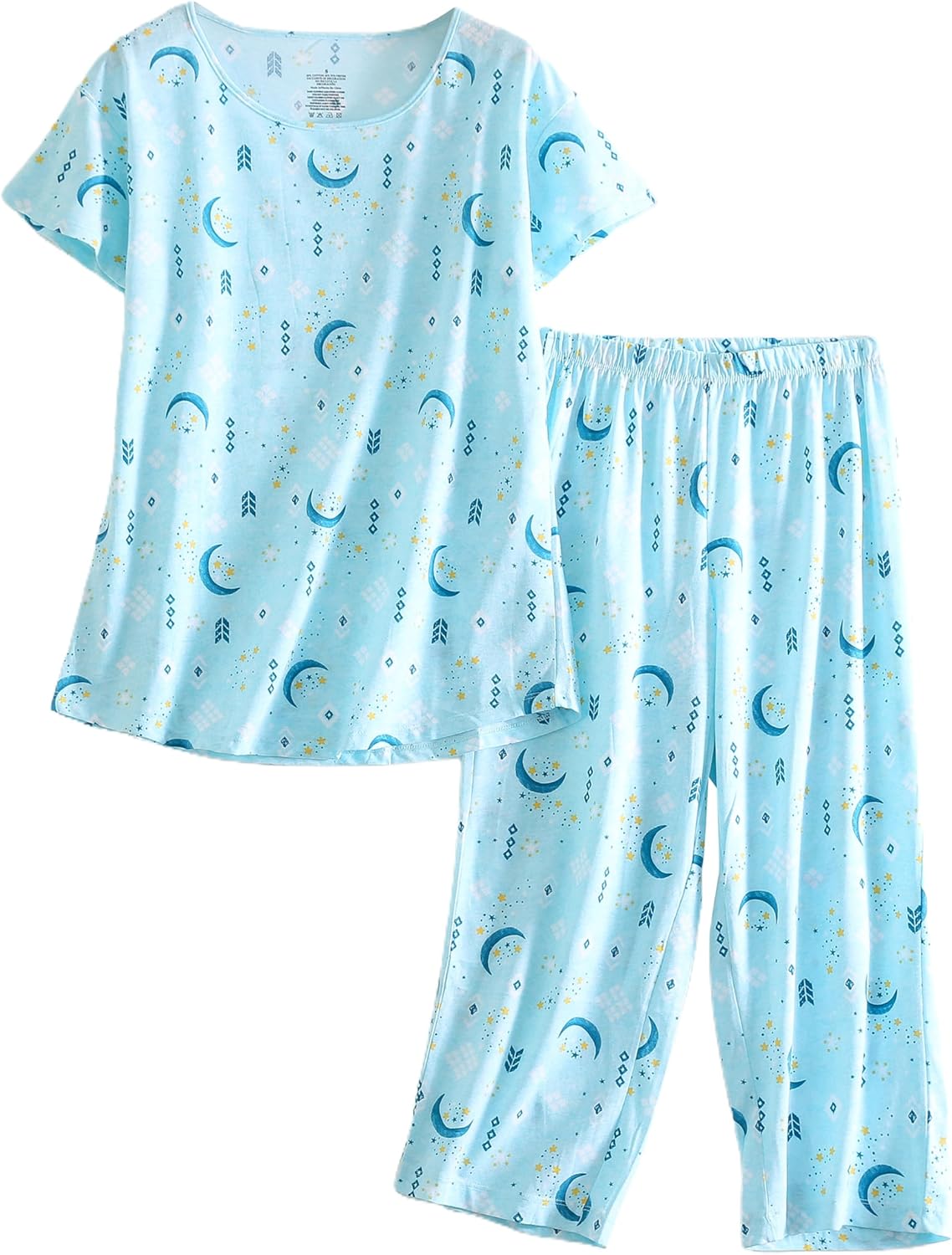 PNAEONG Women's Pajama Set, Special Sleepwear Tops with Capri Pants, Unique Casu...