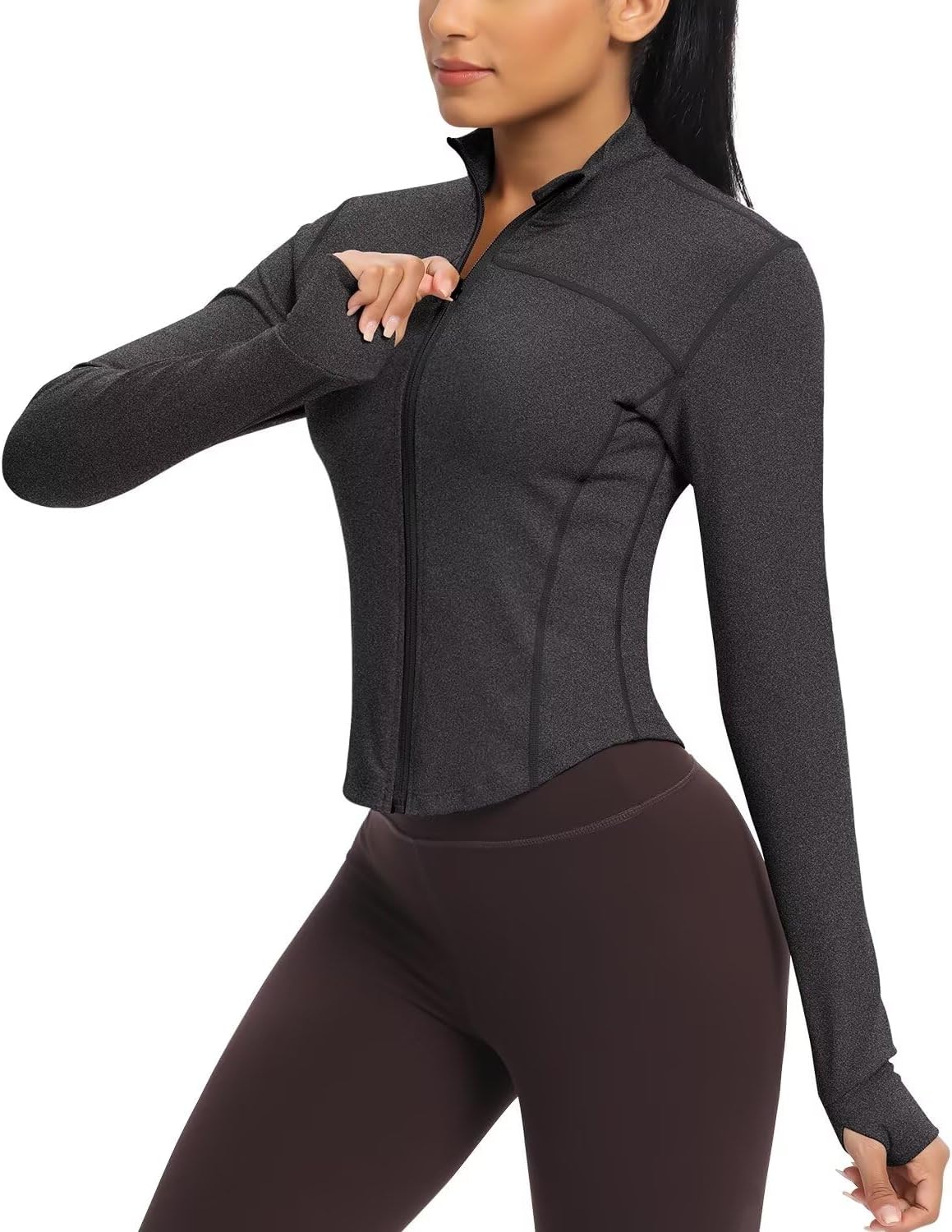 QUEENIEKE Women's Cropped Running Jackets - Zip Up Lightweight Athletic Yoga Gym...