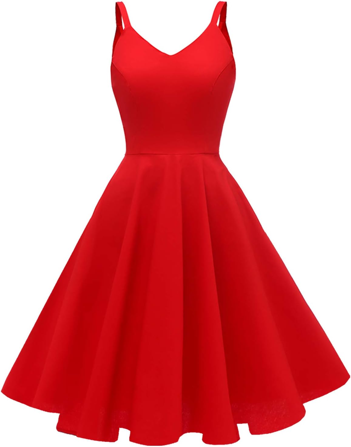 GOOBGS Women's 1950s Retro Vintage Spaghetti Strap Cocktail Swing Dresses with P...