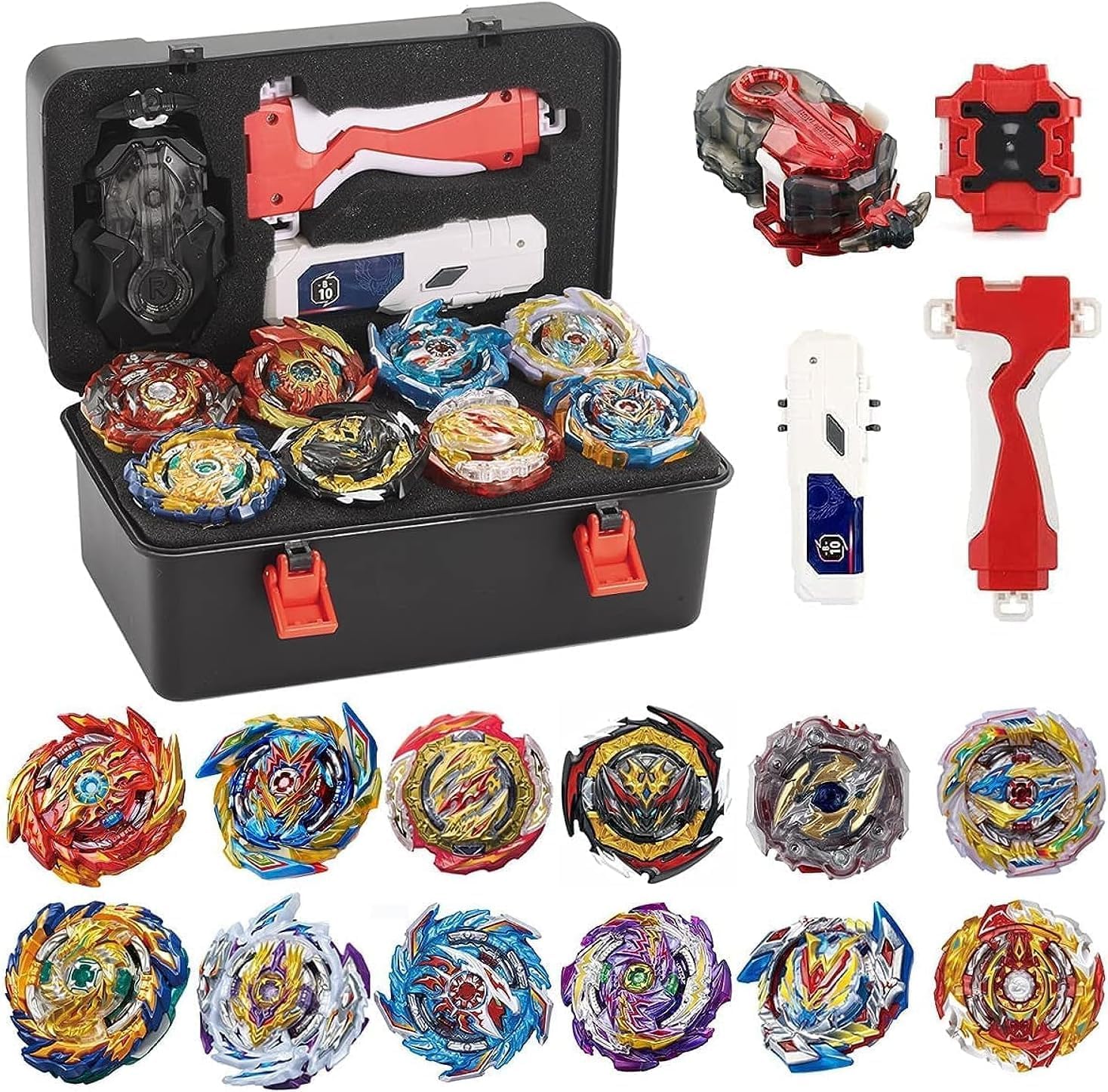 Bey Battle Burst Gyro Blade Toy Set Gift with Portable Box 12 Spinning Tops 2 Tw...