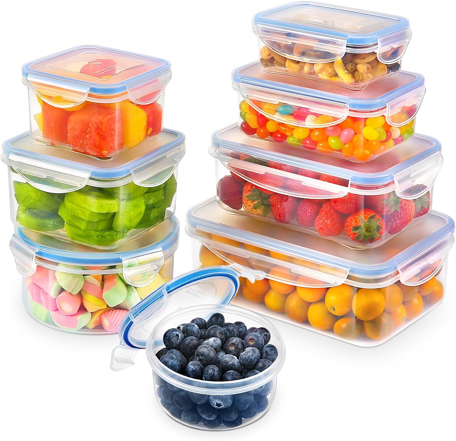 YASHE Food Storage Containers 16PCS (8 Containers + 8 Lids), Airtight Plastic Fo...