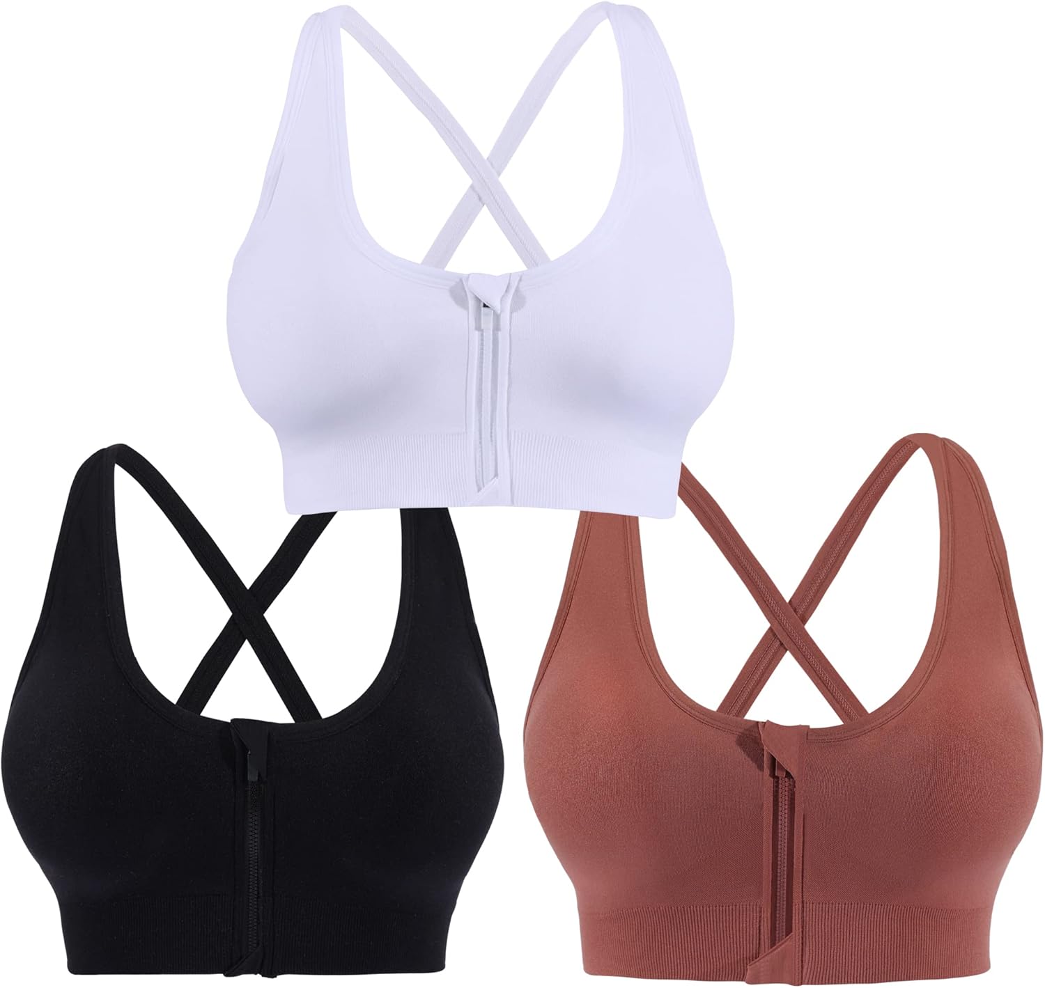 AKAMC Women's Cross Back Sport Bras,Adjustable Straps Padded Criss Cross Cropped...