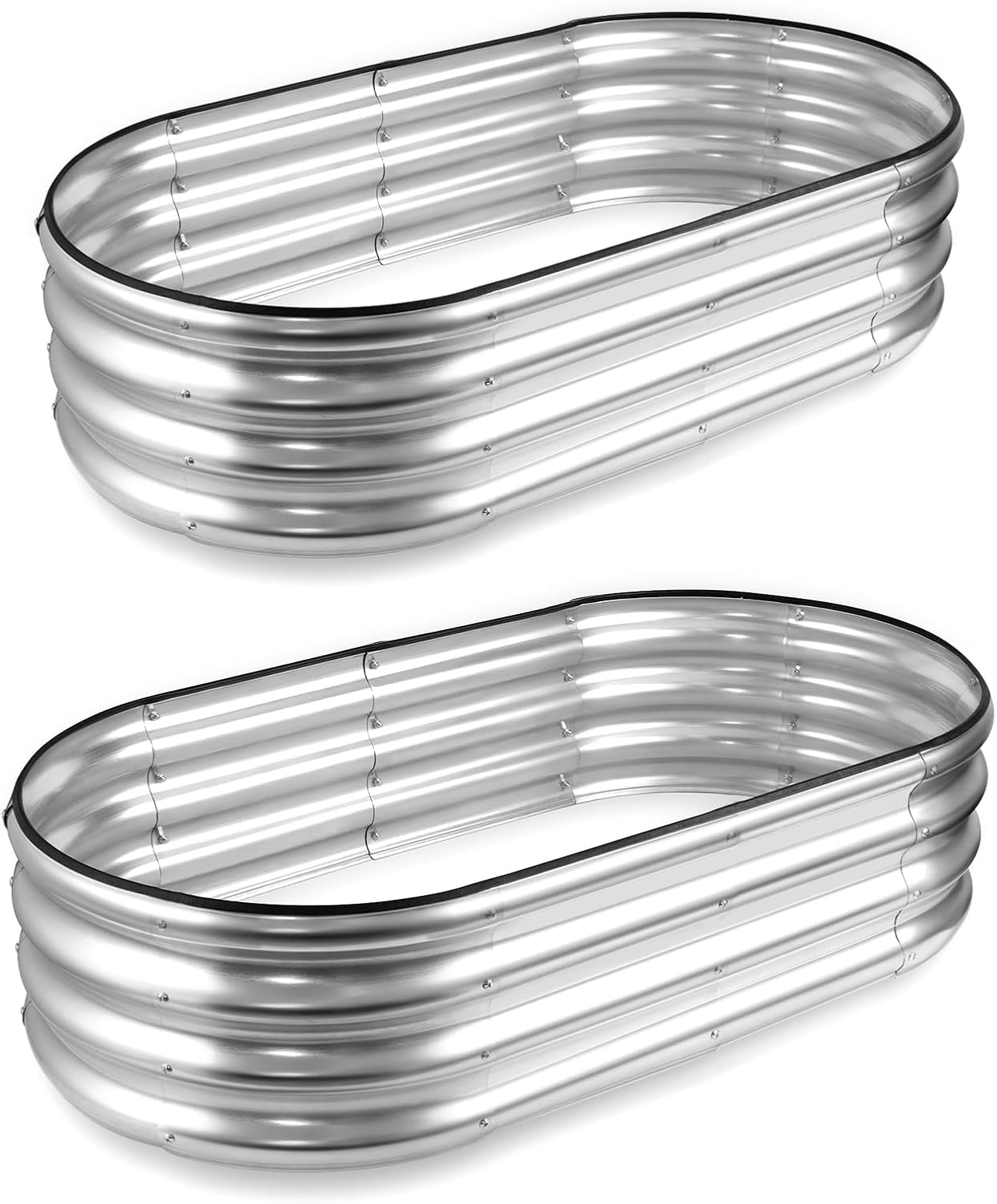 JERIA Raised Garden Bed,Galvanized Raised 2 Pcs 4×2×1ft Planter Boxes Outdoor wi...