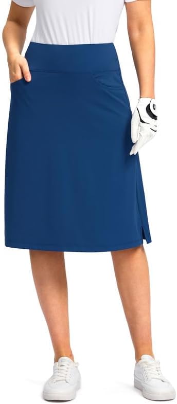 Viodia 25" Knee Length Skorts Skirts for Women with Zipper Pockets Stretchy Mode...
