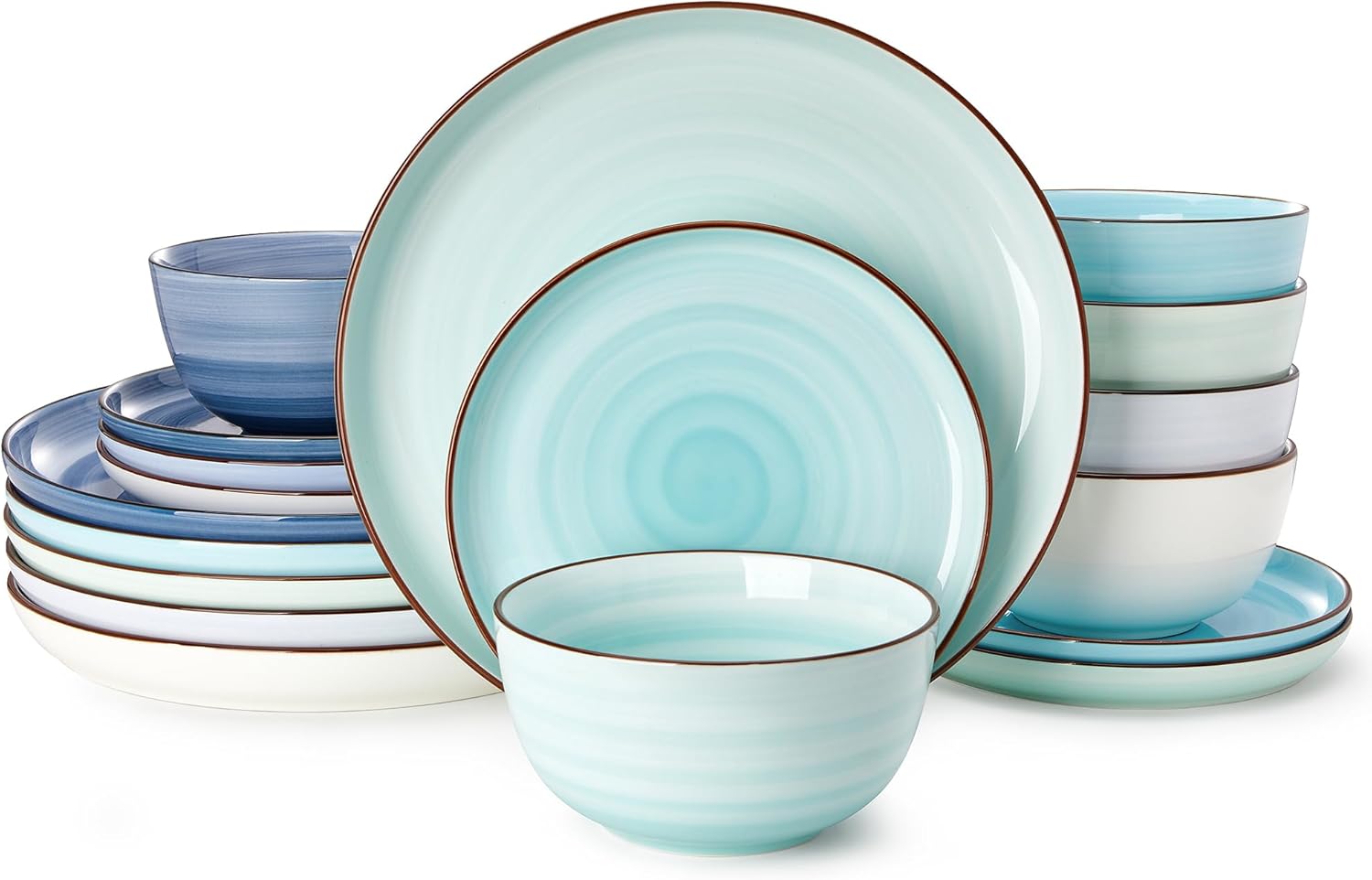 Sweese Plates and Bowls Sets, 18 Piece Dinnerware Set Porcelain Round Dinner Set...