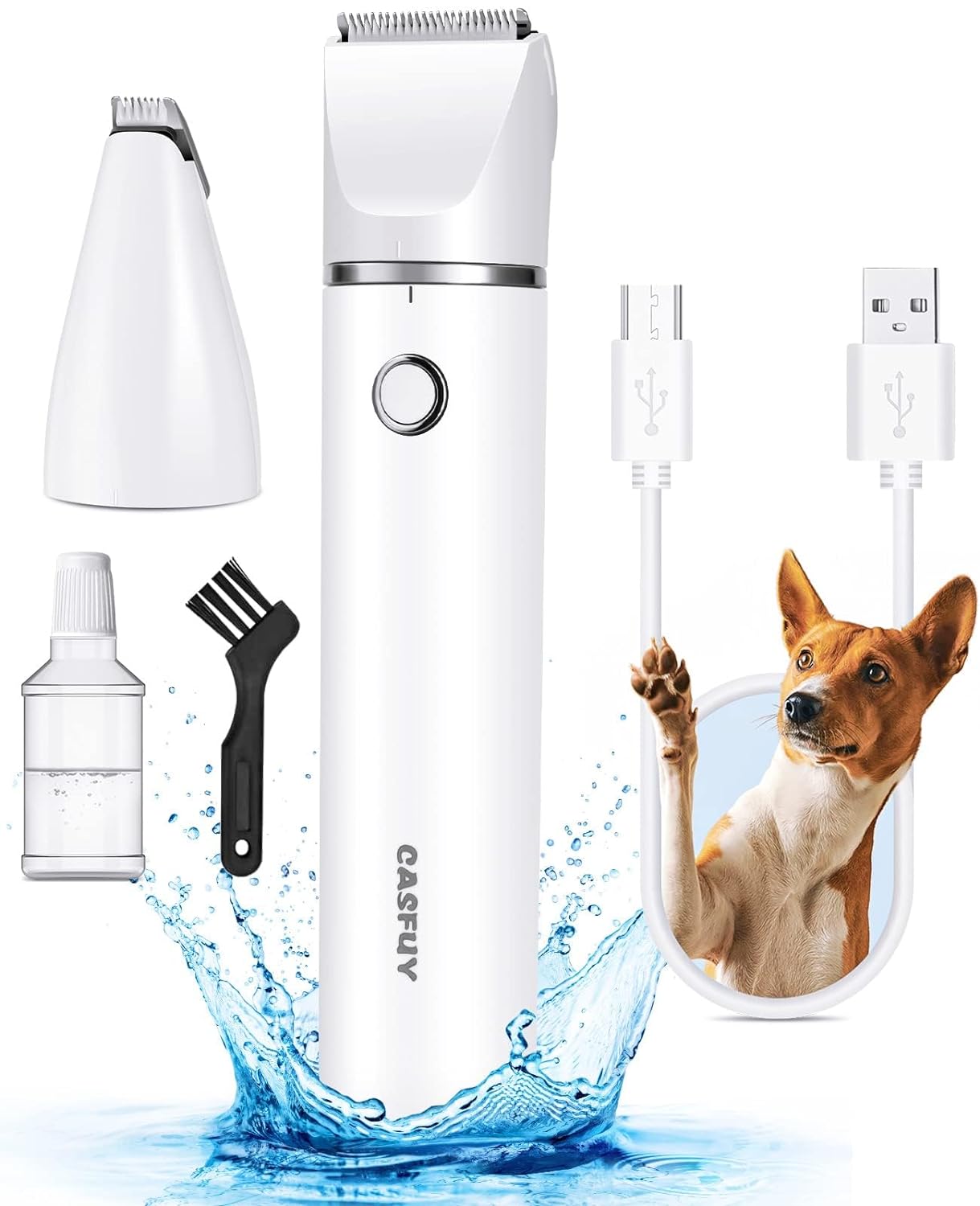 Casfuy Cordless Dog Paw Trimmer - Low Noise Small Dog Clippers with Double Blade...