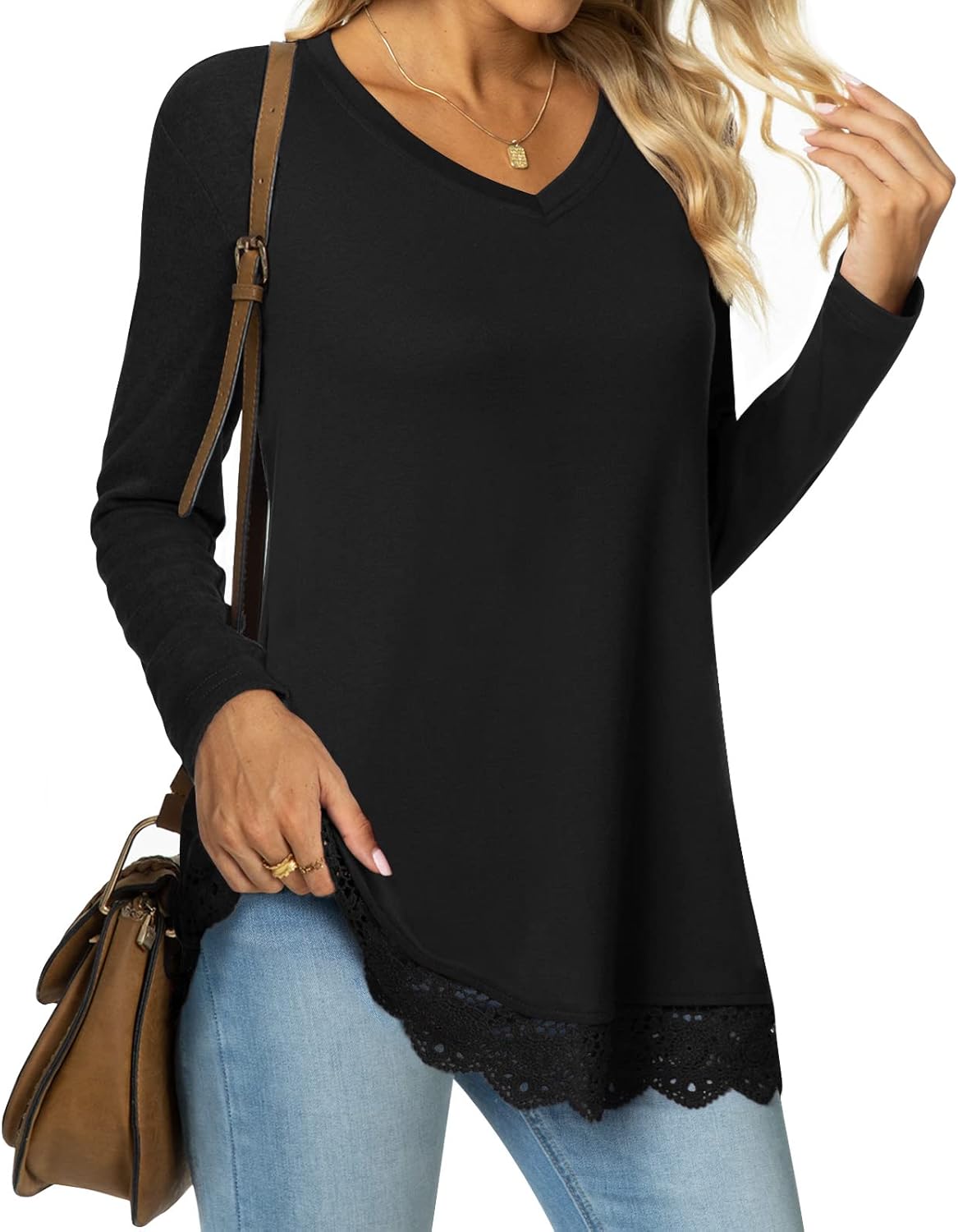 Netsmile Women's Fall Long Sleeve V-Neck Tunic Tops Casual Sweatshirt for Leggin...