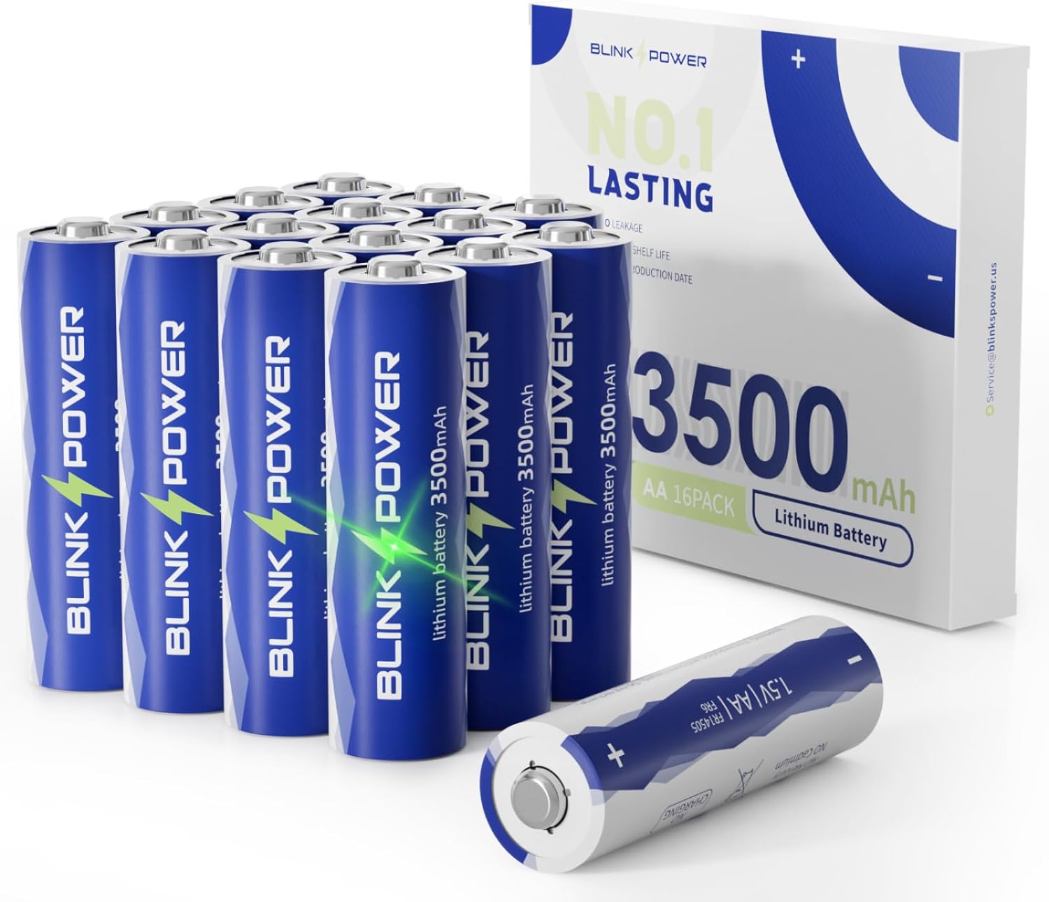 Blinkspower™ Lithium Batteries, Special 16 Pack Double A Batteries, Innovative 3...