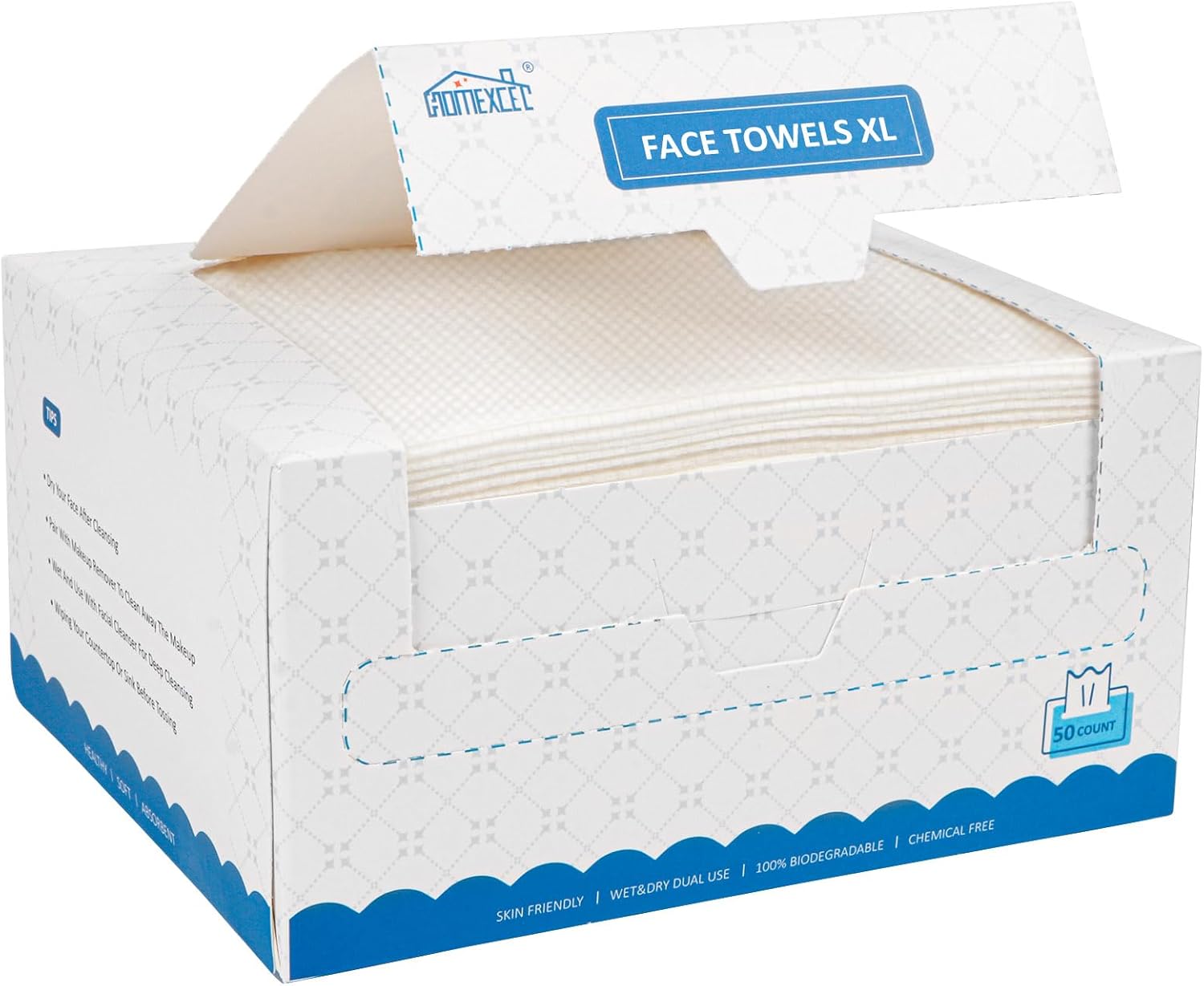 HOMEXCEL Face Towels, Disposable Makeup Remover Wipes Cloth 25 X 30 cm, Soft Lin...