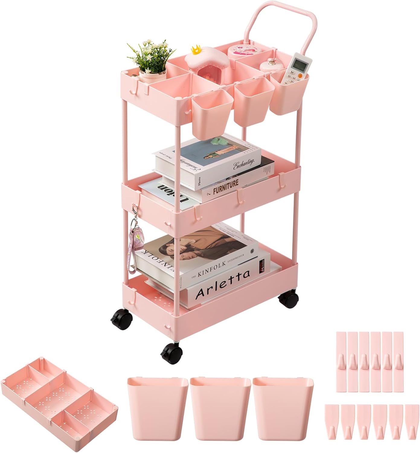 Danpinera Slim Storage Cart, Special 3 Tier Narrow Rolling Cart on Wheels, Innov...