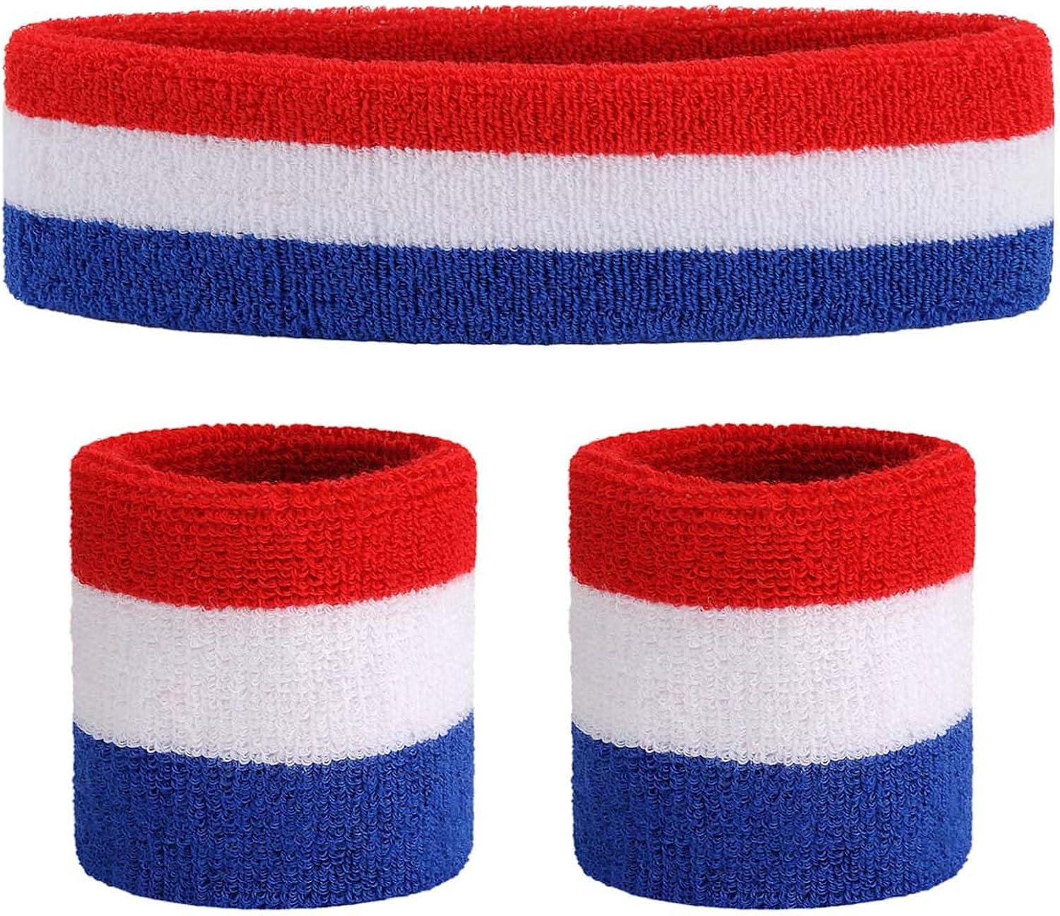 ONUPGO Sweatband Set Sports Headband Wristband Set Sweatbands Terry Cloth Wristb...