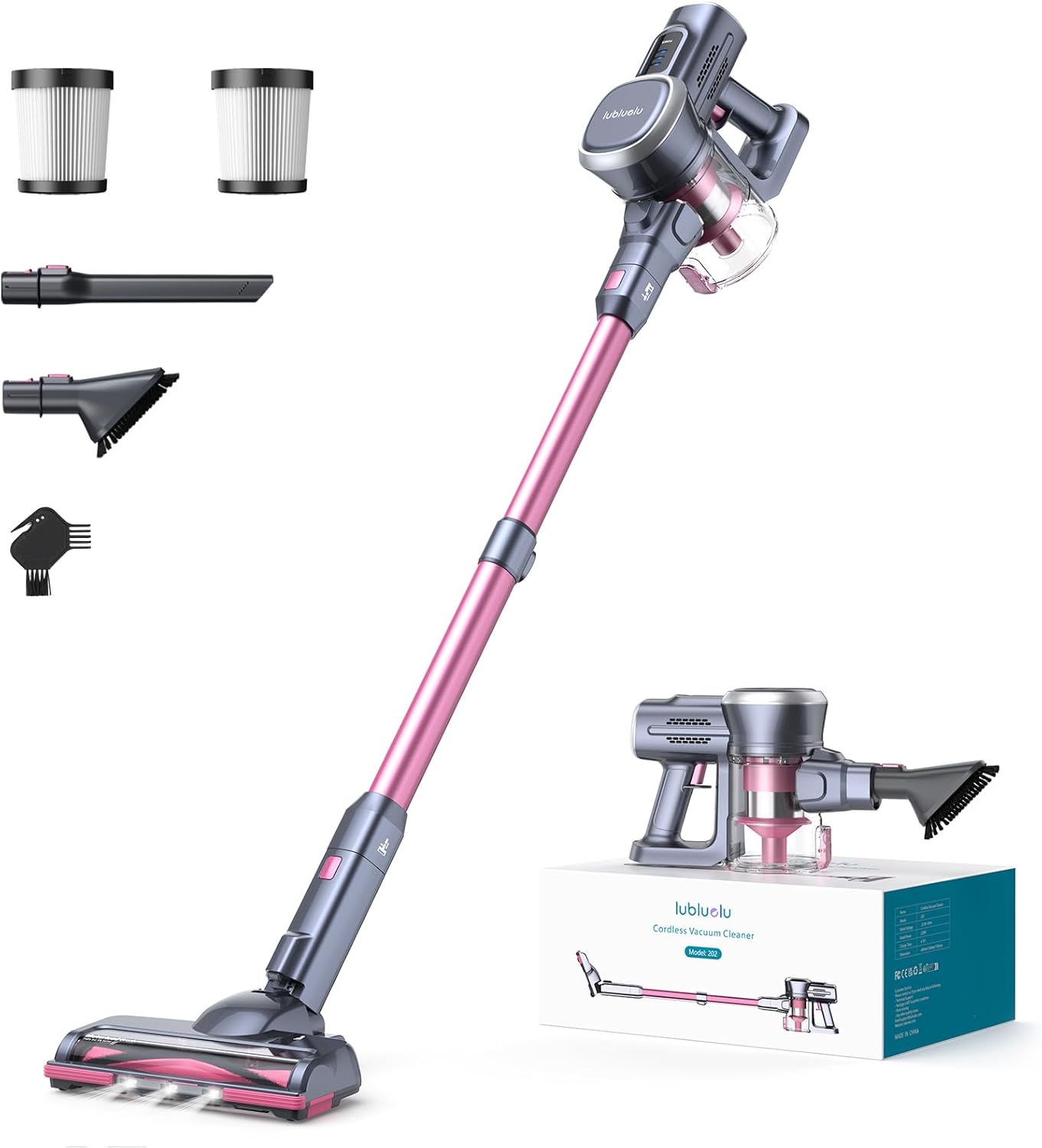 Lubluelu Cordless Vacuum Cleaner,25000Pa Cordless Stick Vacuum with 235W Brushle...