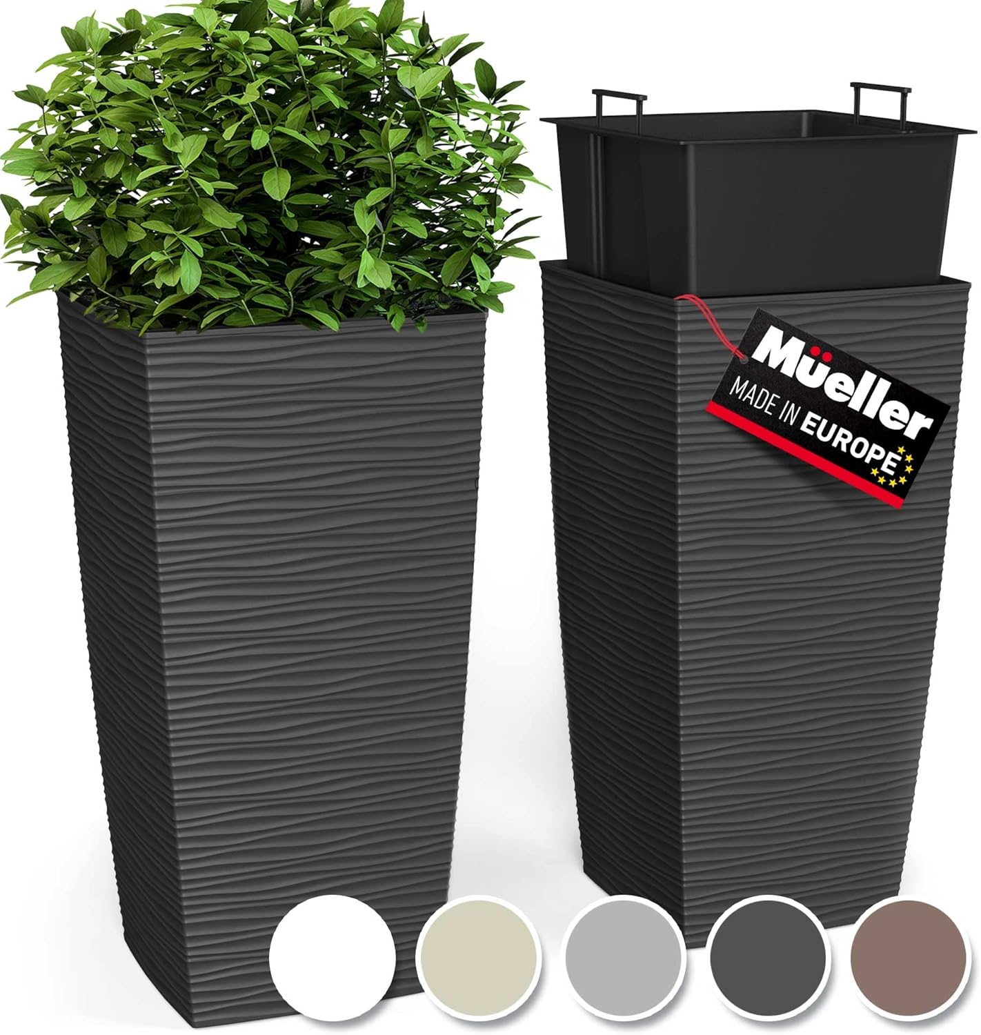 Mueller M-Resin Heavy Duty Tall Planter, Indoor/Outdoor Grande Plant, Tree, Flow...