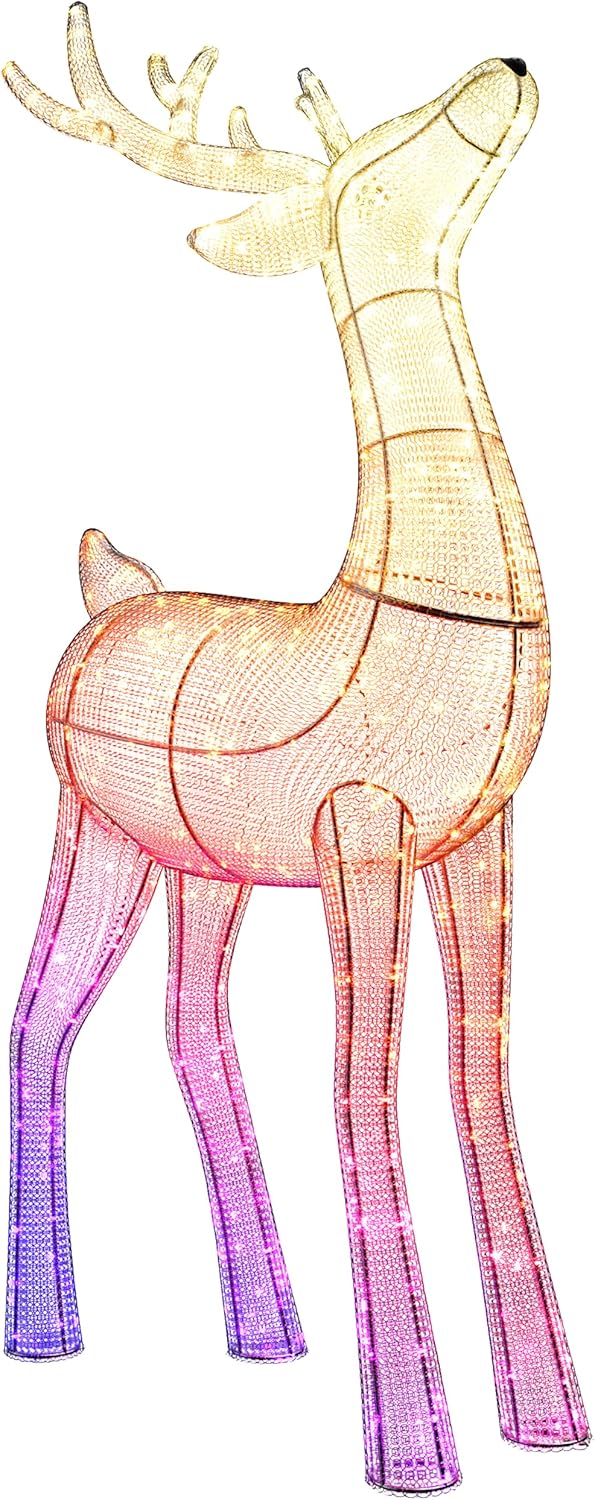 Twinkly Reindeers Stag, Mappable Outdoor LED Lighted Reindeer, 240 RGB LEDs and...