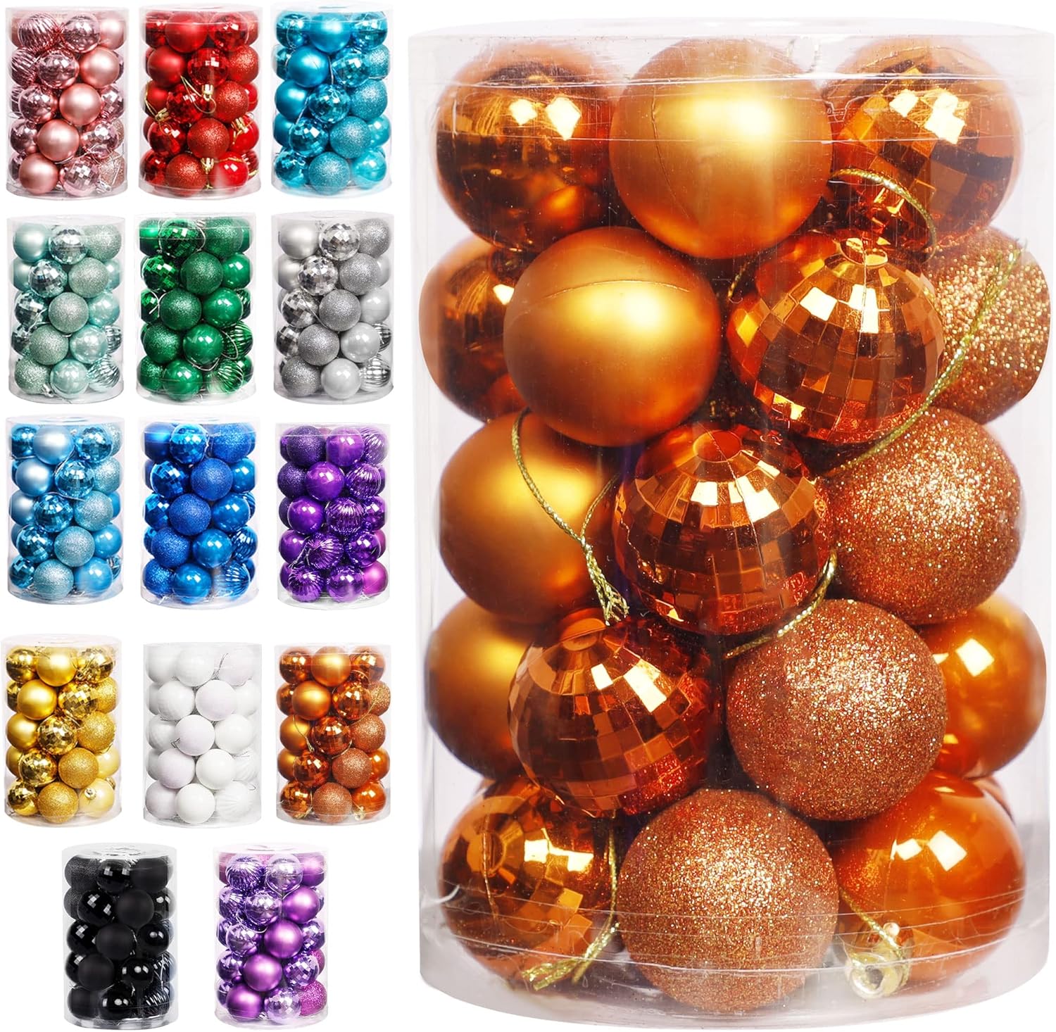 Lulu Home Halloween Hanging Ornaments, 34 Count Pre-Strung Plastic Balls, Shatte...