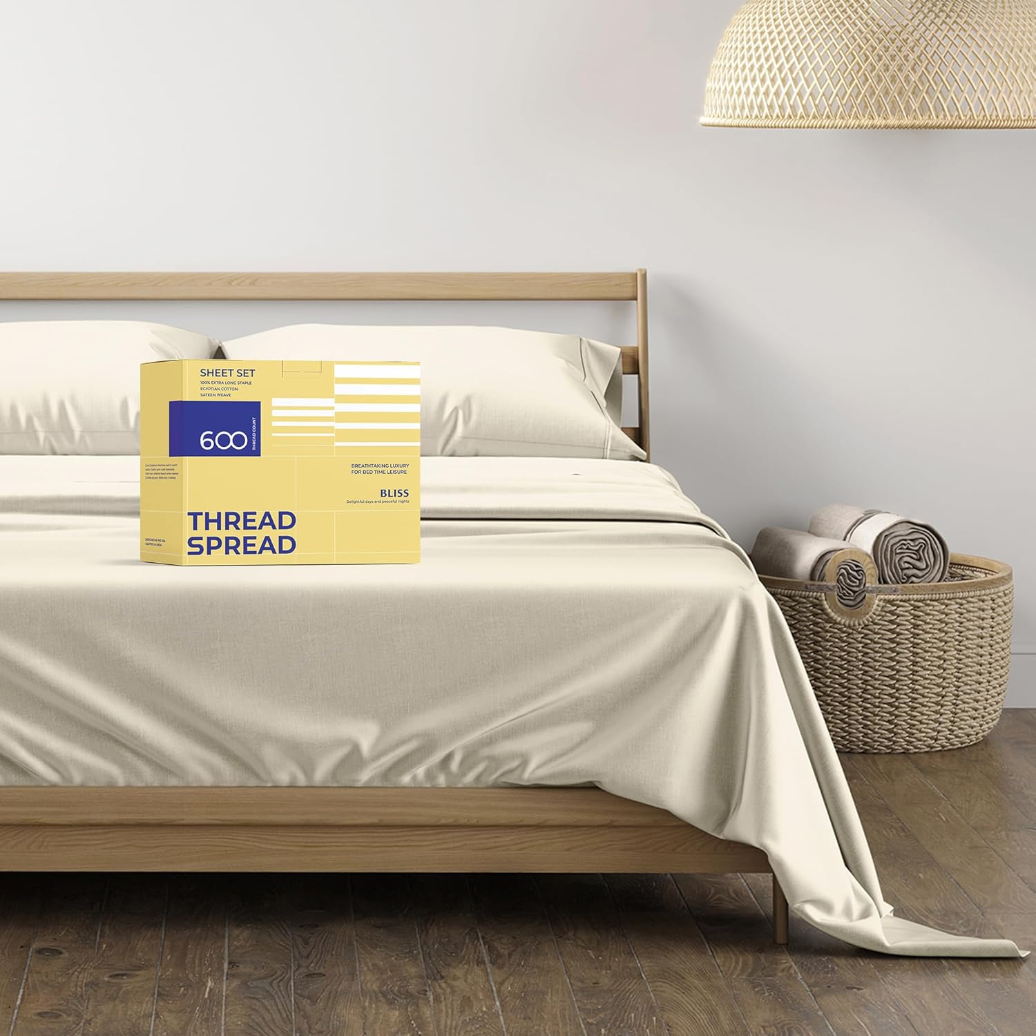 THREAD SPREAD 100% Egyptian Cotton Sheets, Special California King Size Sheets,...