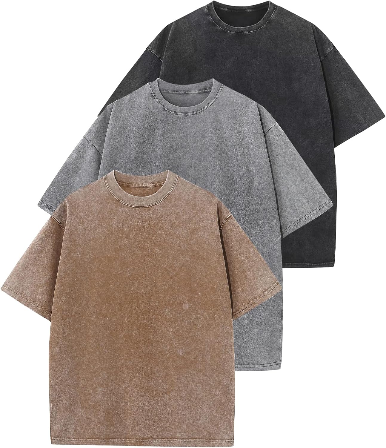 Arssm 3 Pack Men Oversized T Shirts Vintage Tee Loose Fit Short Sleeve Casual St...