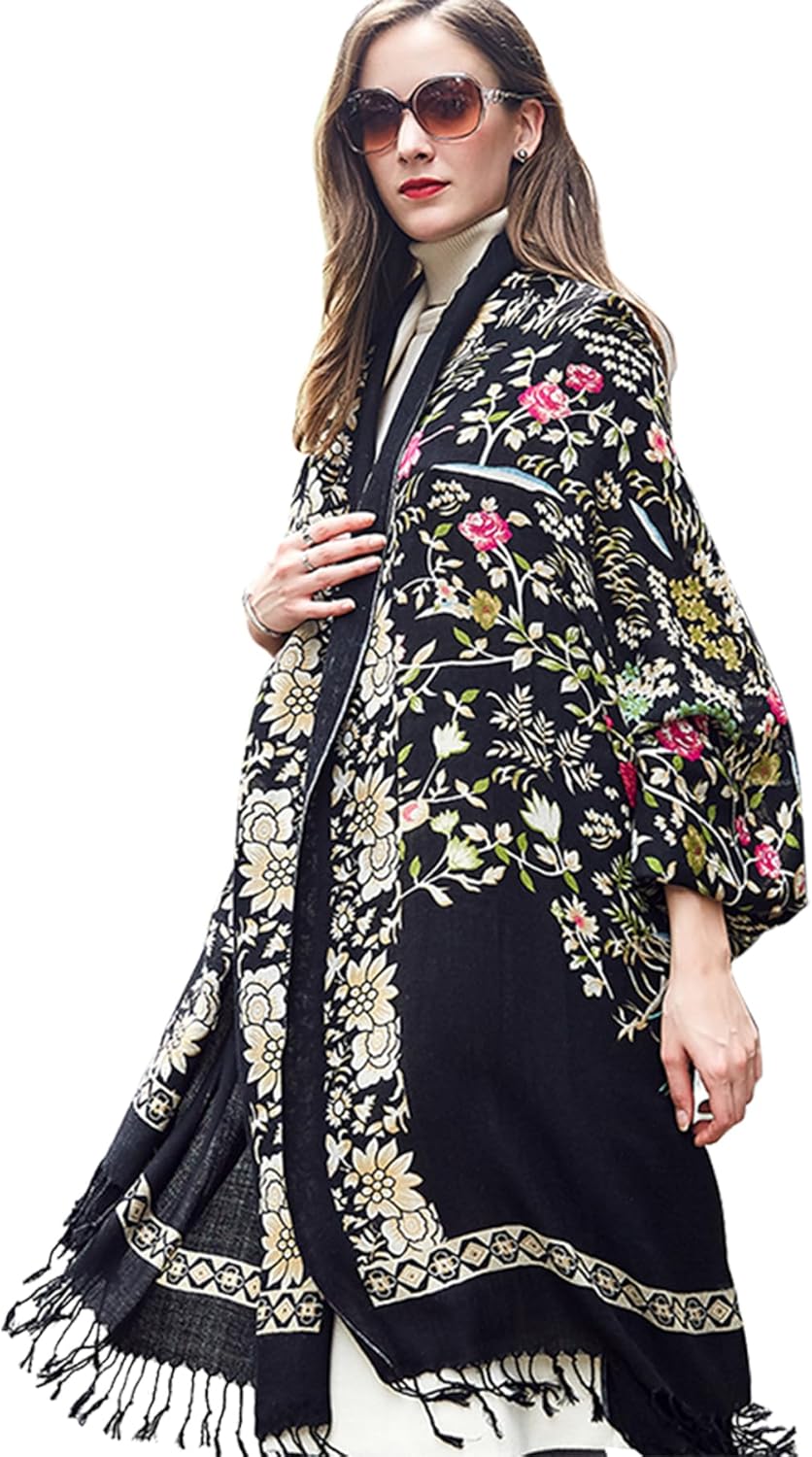 DANA XU 100% Merino Wool Extra Large Pashmina Blanket Travel Scarf Cashmere Wrap...