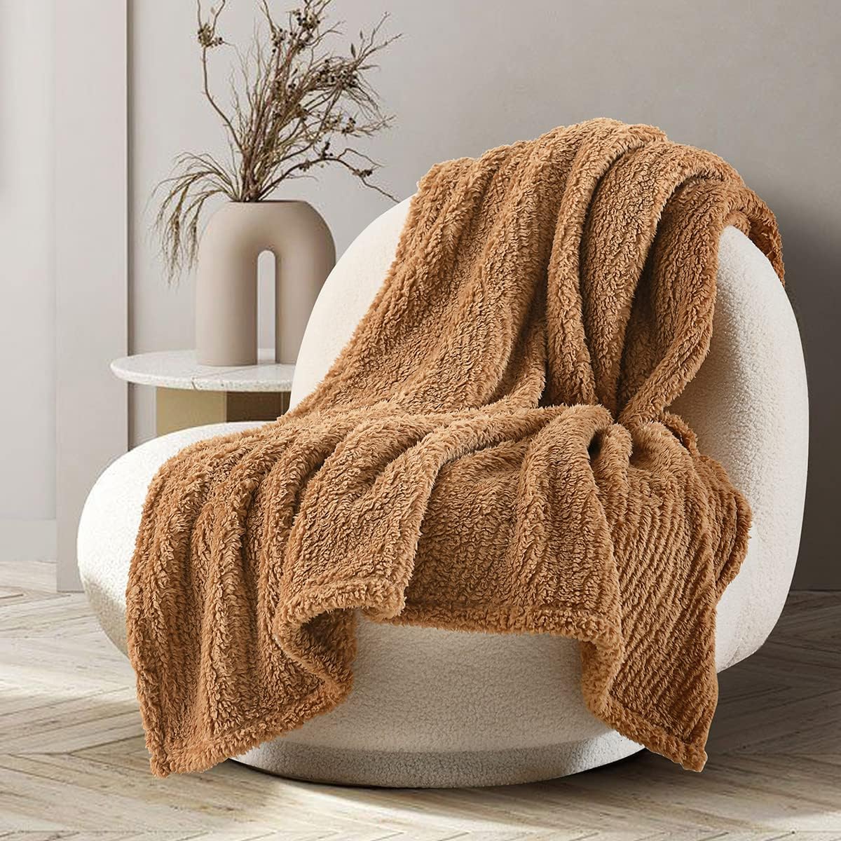 Ultra Soft Cozy Sherpa Throw Blanket, Brown Pattern Reversible, Light Weight War...