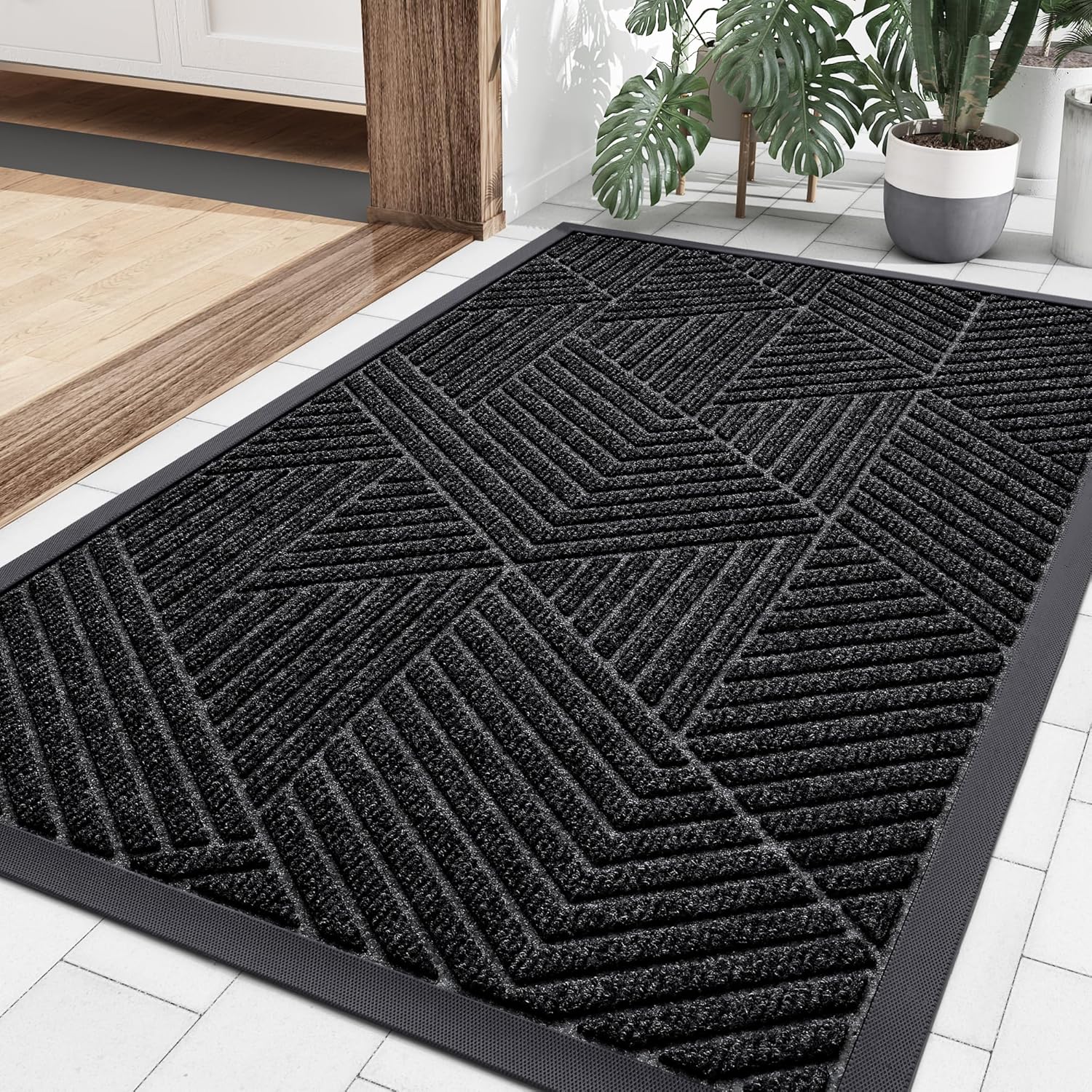 Smiry Front Door Mat Outside Entrance, Special Heavy Duty Natural Rubber Mat, St...