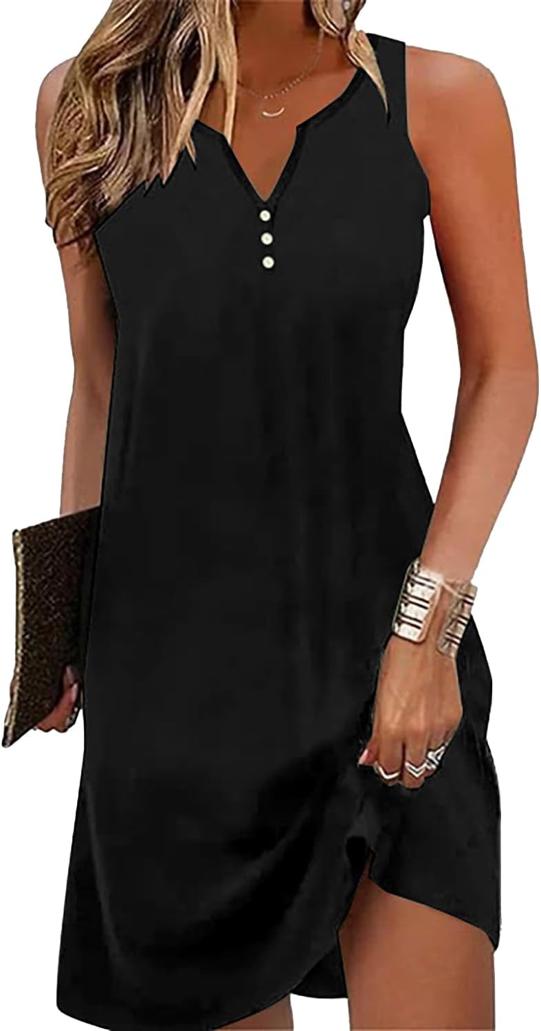 Ladlop Summer Dresses for Women 2024 Beach Loose Casual A Line Dress Sleeveless...